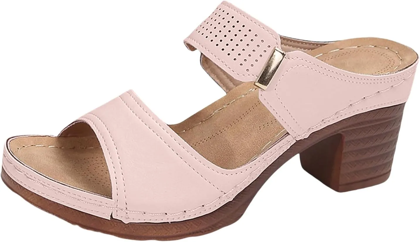 2025 Sandals for Women Platform Heeled Sandal Summer Shoes for Women Open Toe Wedding Party Dress Sandals Walking Sandal for Daily Wear Fashion Trendy Slip-on Shoes 2025