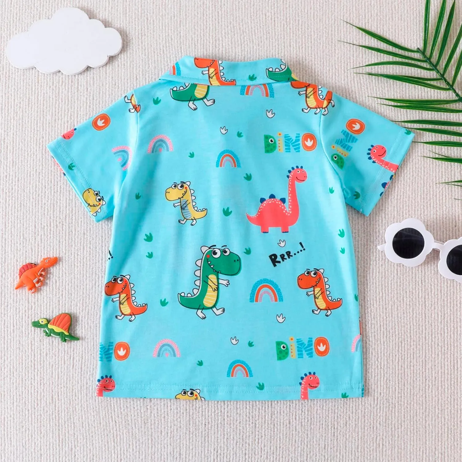 5t Tank Tops Boys Sleeve Cartoon Dinosaur Prints Gentleman T Shirt Tops