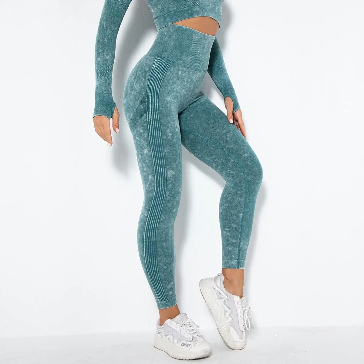 Akklian Gym Yoga Pants Compression Leggings for Women High Waist Butt Lifting Leggings Comfy Stretchy Striped Sports Leggings