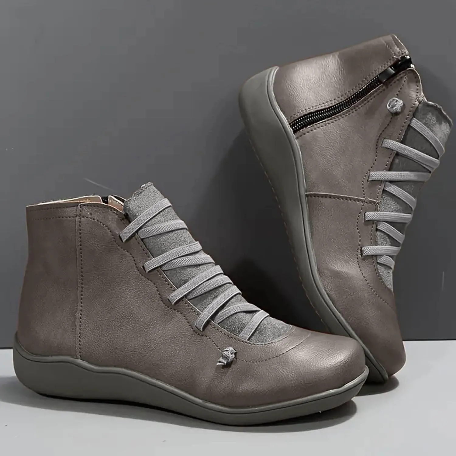 Ankle Boots for Women Low Heel Womens Fashion Lace Up Zipper Booties Casual Combat Boots Fall Short Ankle Booties