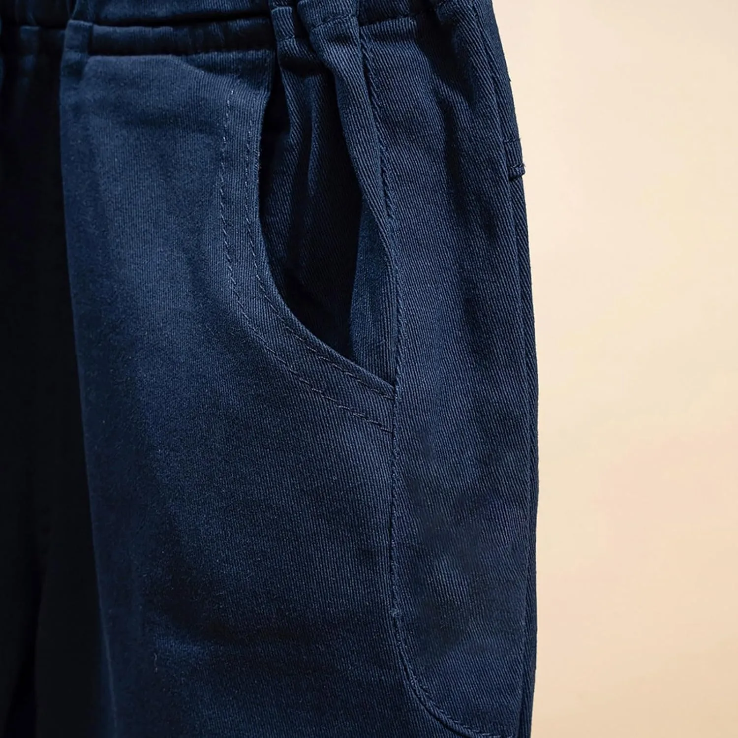 Baby Boys' and Toddler Chino Pants Elastic Waist School Pants for Boys Unifor Pants Solid Casual Big Boys Pants