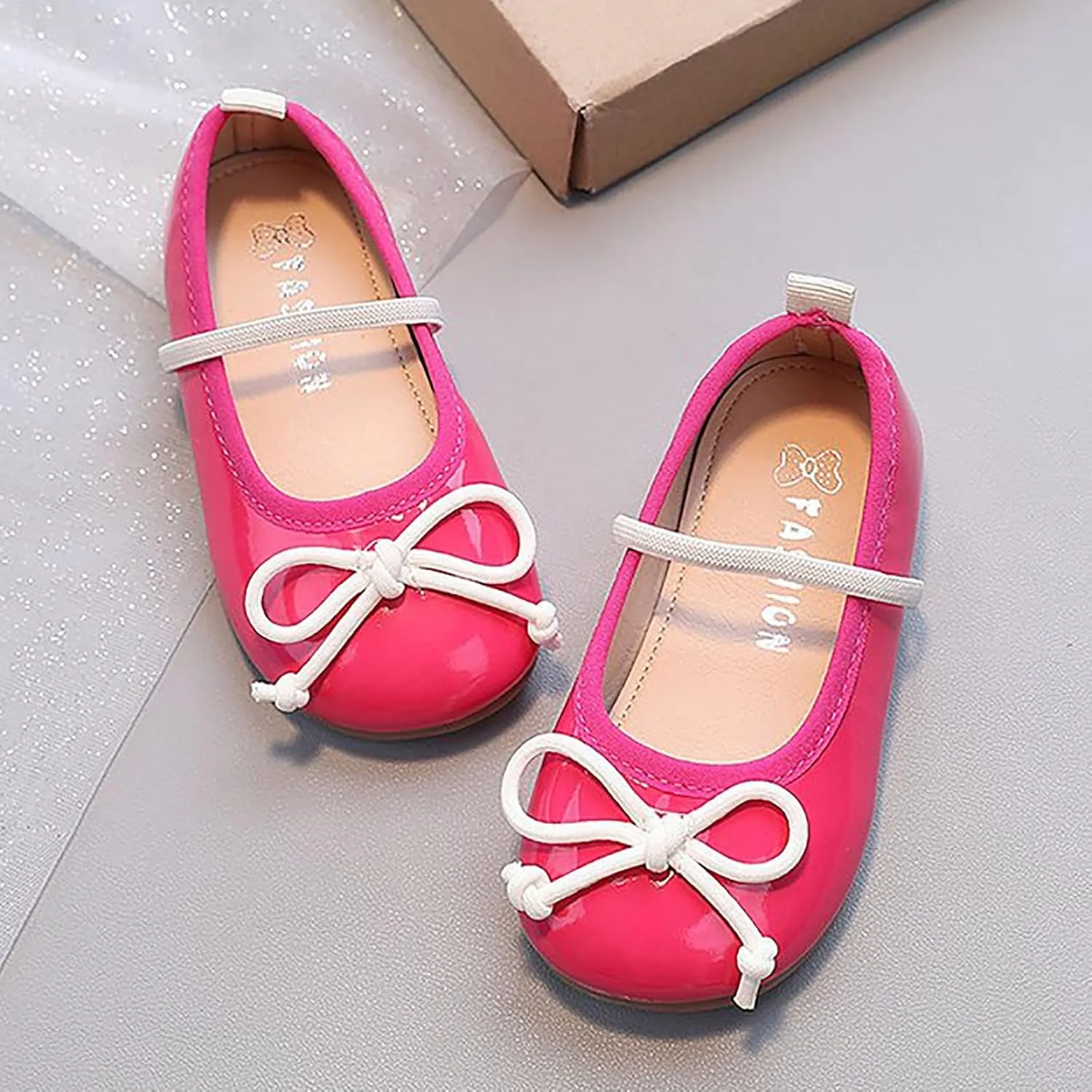 Baby Girl Mary Jane Dress Shoes Little Girl School Shoes Soft Sole Non Slip Faux Leather Shoes Bowknot Flats