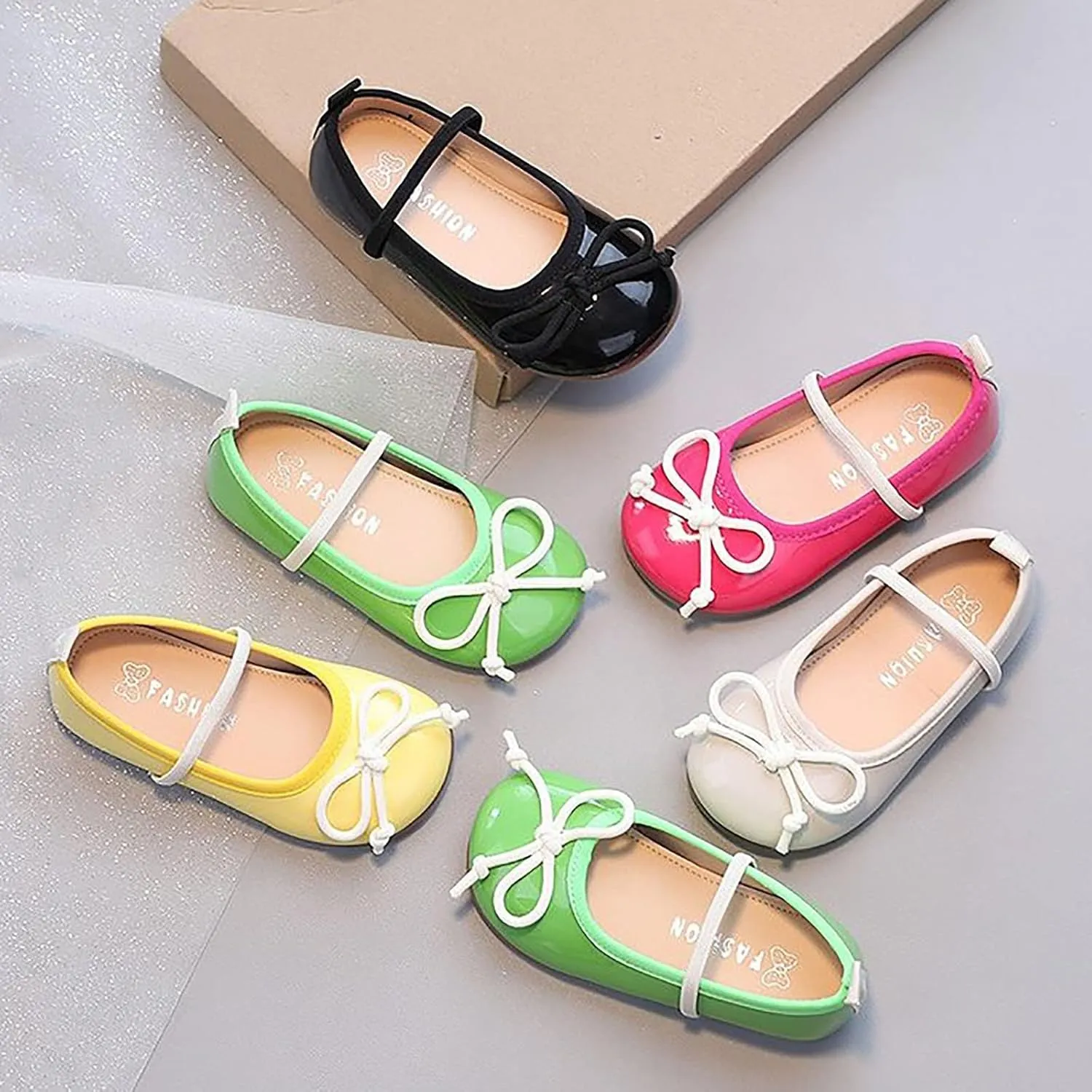 Baby Girl Mary Jane Dress Shoes Little Girl School Shoes Soft Sole Non Slip Faux Leather Shoes Bowknot Flats