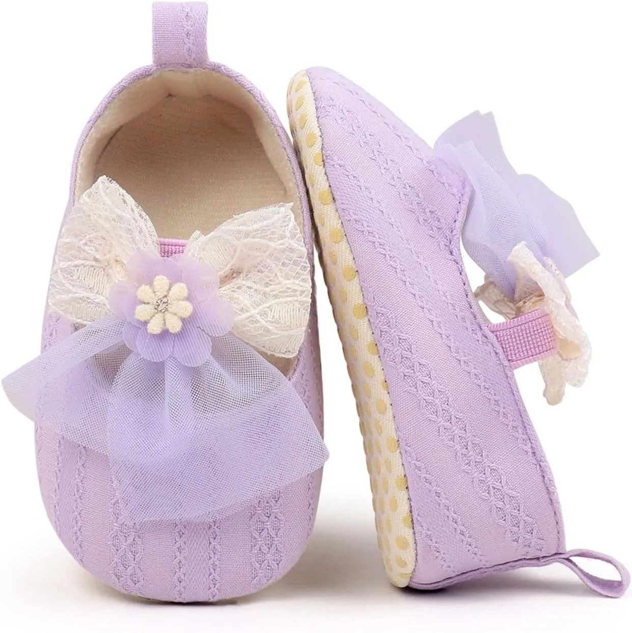 Baby Infant Canvas Sandals Bow Lace Strap Closed Toe Ankle Shoes Wedding Formal Newborn Princess Shoes Flat Non Slip