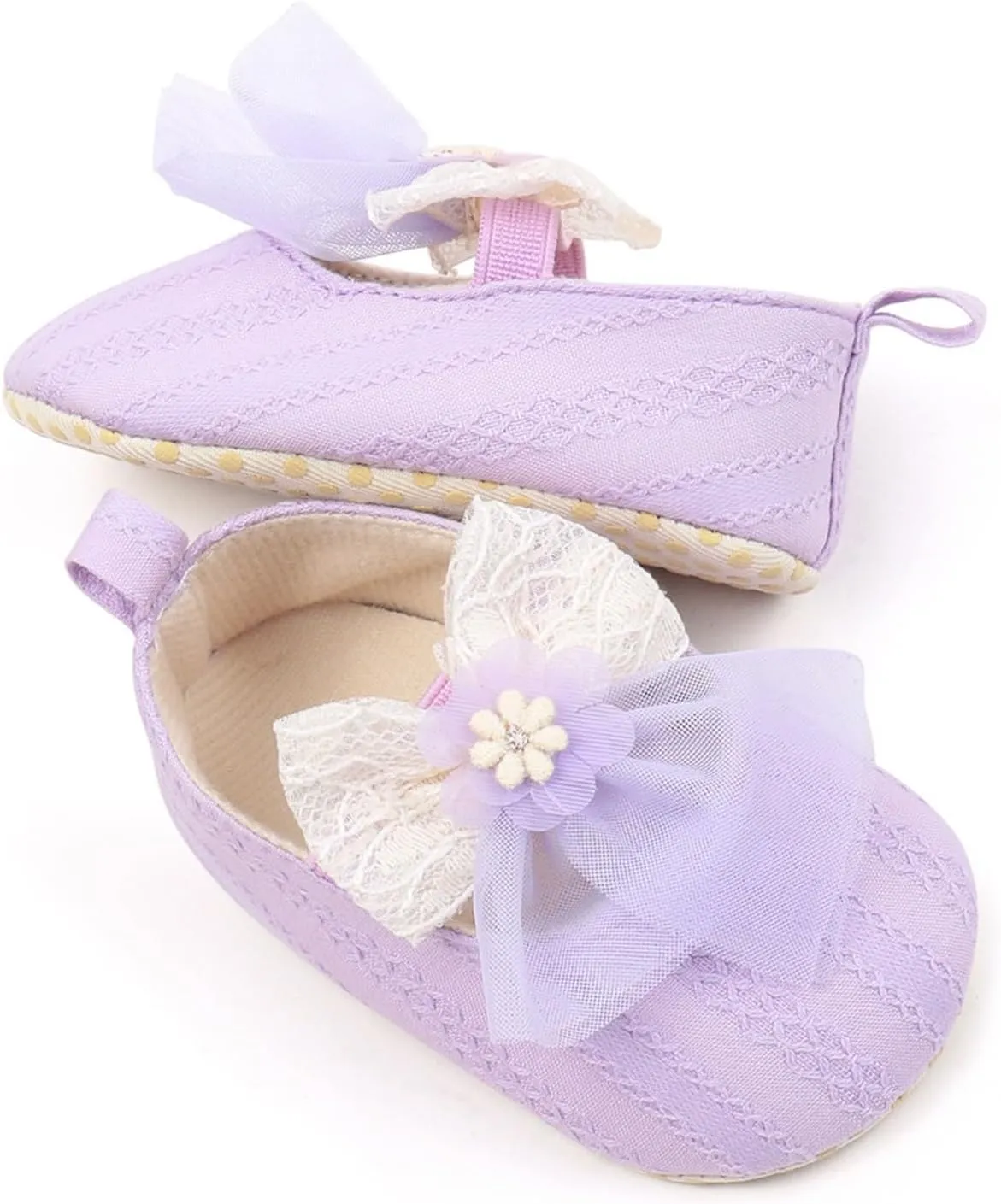 Baby Infant Canvas Sandals Bow Lace Strap Closed Toe Ankle Shoes Wedding Formal Newborn Princess Shoes Flat Non Slip