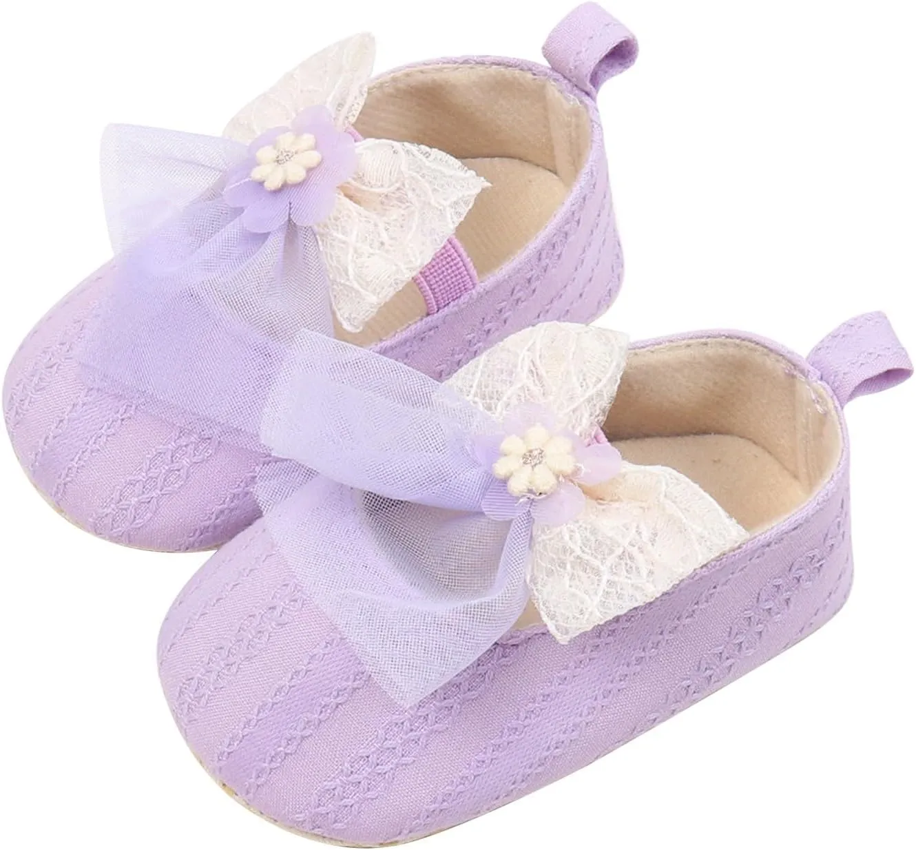 Baby Infant Canvas Sandals Bow Lace Strap Closed Toe Ankle Shoes Wedding Formal Newborn Princess Shoes Flat Non Slip
