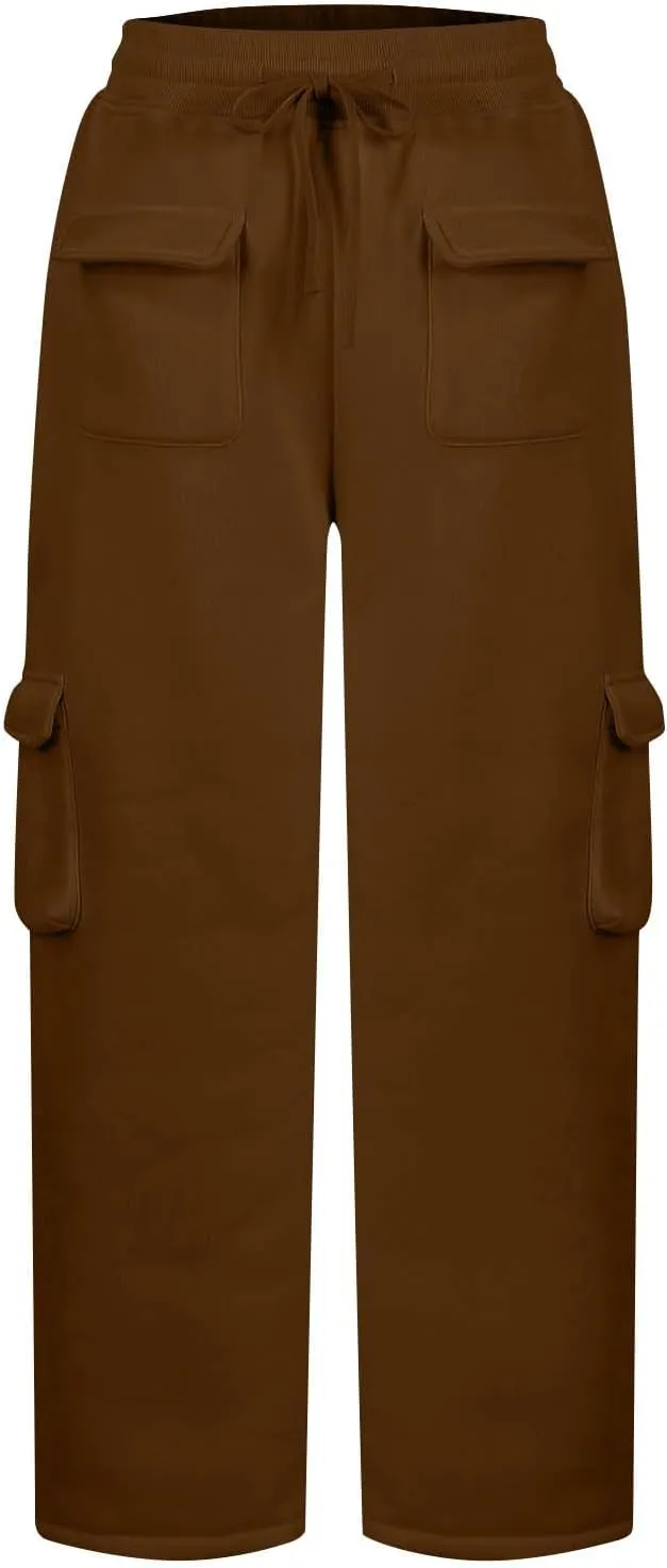 Baggy Cargo Sweatpants for Women Casual Fleece High Waisted Joggers Pants Oversized Fall Outfits Y2k Clothes 2024