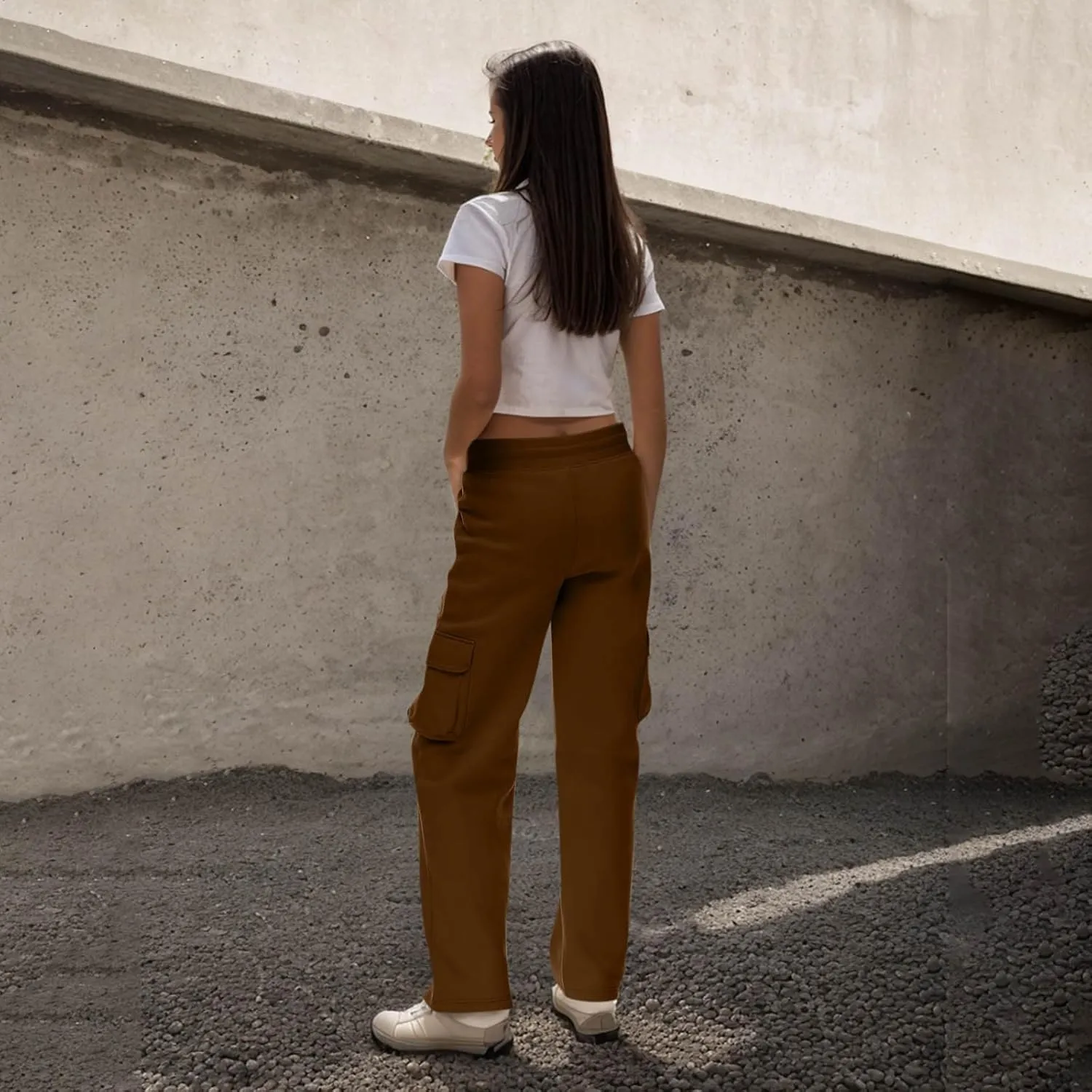 Baggy Cargo Sweatpants for Women Casual Fleece High Waisted Joggers Pants Oversized Fall Outfits Y2k Clothes 2024