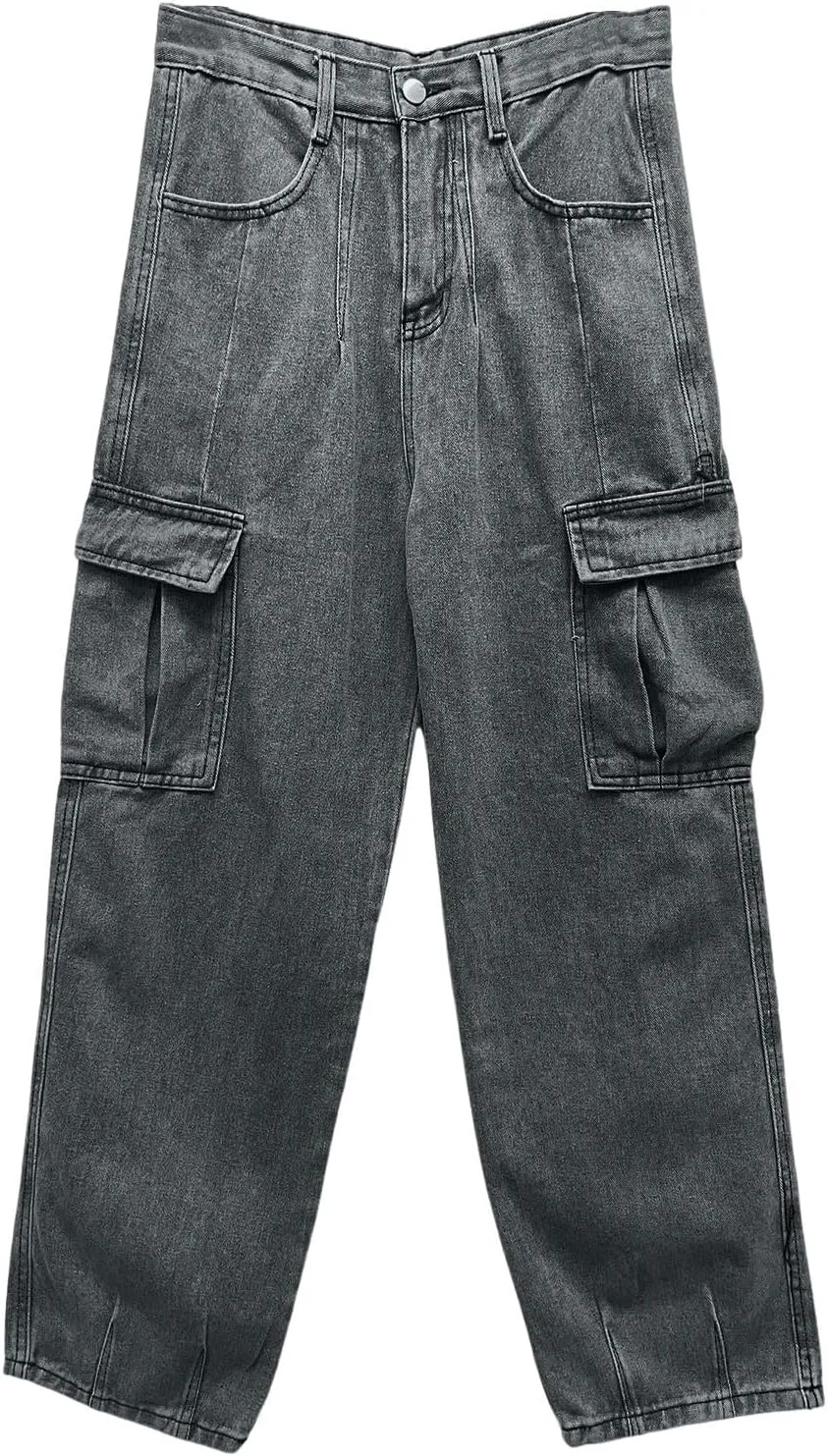 Baggy Jeans for Men Y2k Vintage Denim Pants Casual Wide Leg Jeans Loose Fit Denim Hip Hop Streetwear Jeans Trousers Pants