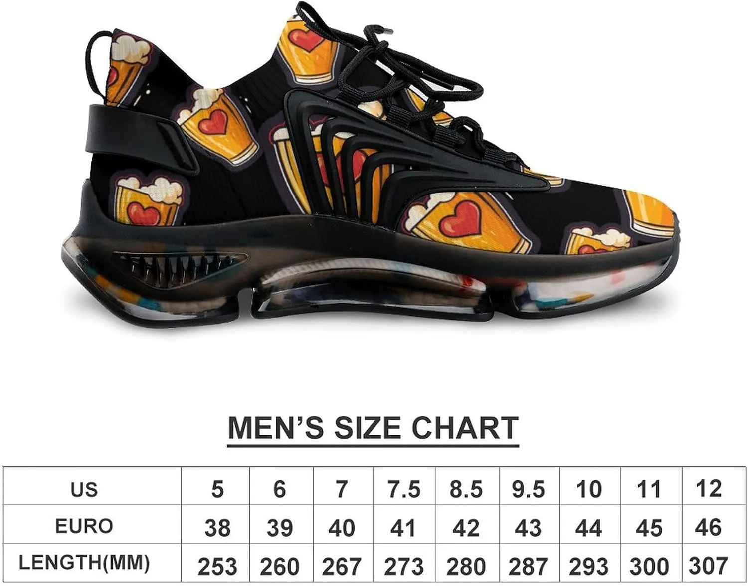 Beer Foam Print Mens Sneakers Running Shoes Lightweight Athletic Shoes for Jogging Walking Gym