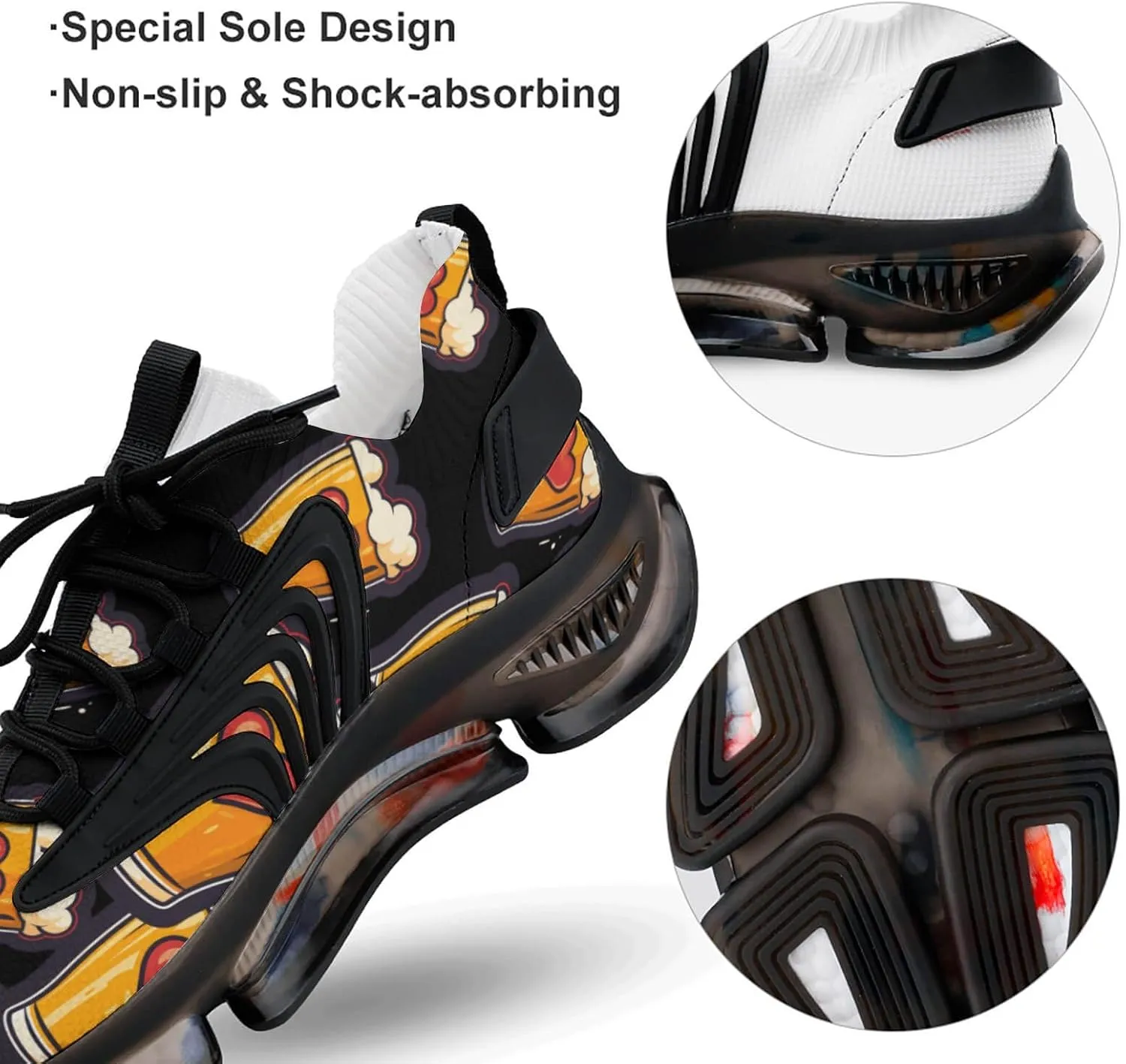 Beer Foam Print Mens Sneakers Running Shoes Lightweight Athletic Shoes for Jogging Walking Gym