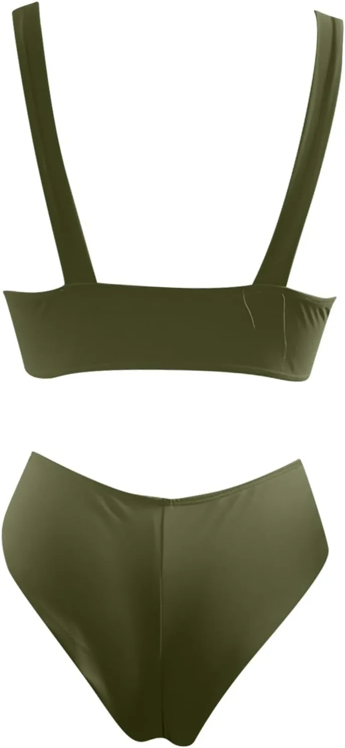 Bikini Set for Women Bathing Suit High Waisted V Neck Two Pieces Sexy 2024 Summer Beach Swimsuits Trendy