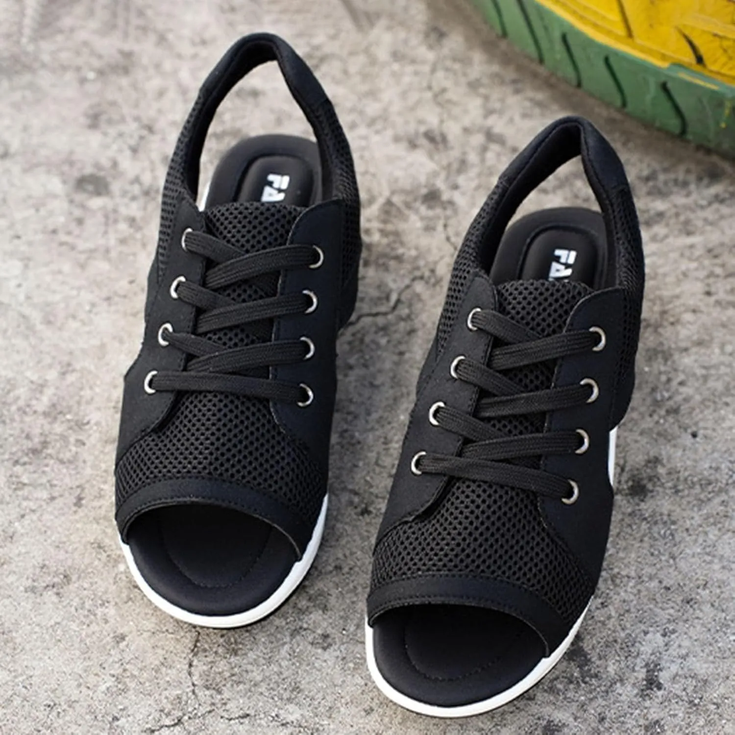 Black Open Toe Sandals for Women Mesh Comfy Orthopedic Sneakers Hollow Out Wide Width Sandal Running Sports Shoes
