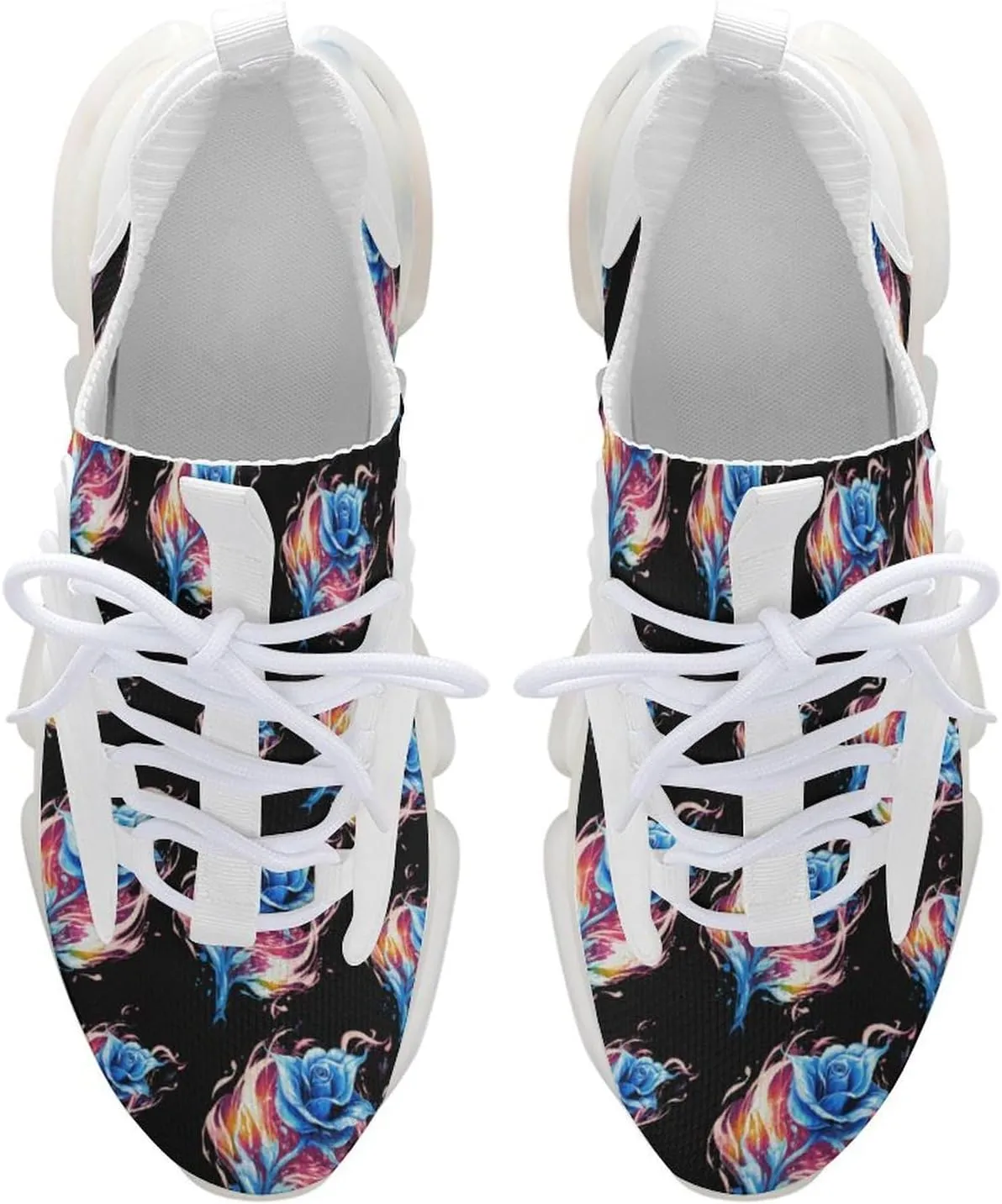 Blue Rose Flame Mens Sneakers Running Shoes Lightweight Athletic Shoes for Jogging Walking Gym