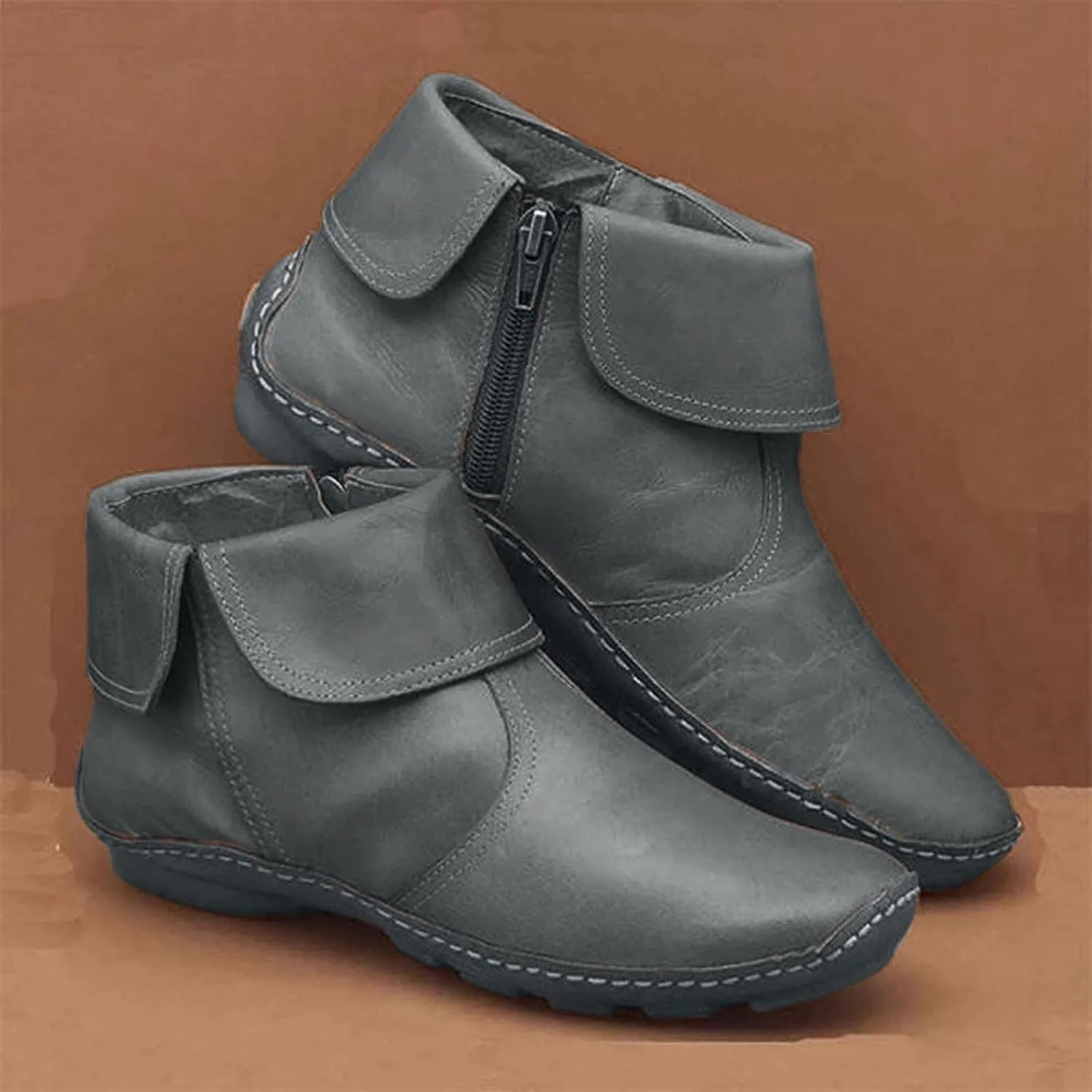 Boots for Women Ankle Booties Flat Comfort Classic Ankle Boots Western Casual Dressy Wide Width Boot Pull-On