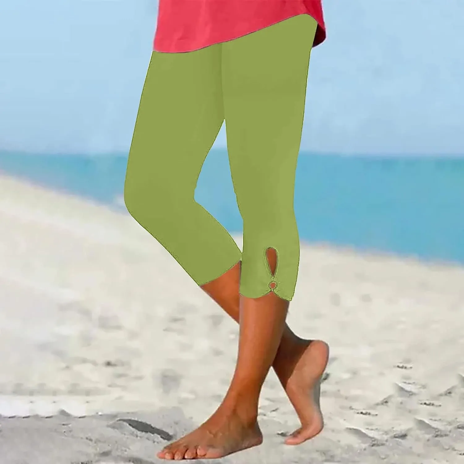 BOXIACEY Capri Leggings for Women 2025 High Waisted Yoga Capris Stretch Knee Length Leggings Cutout Workout Leggings