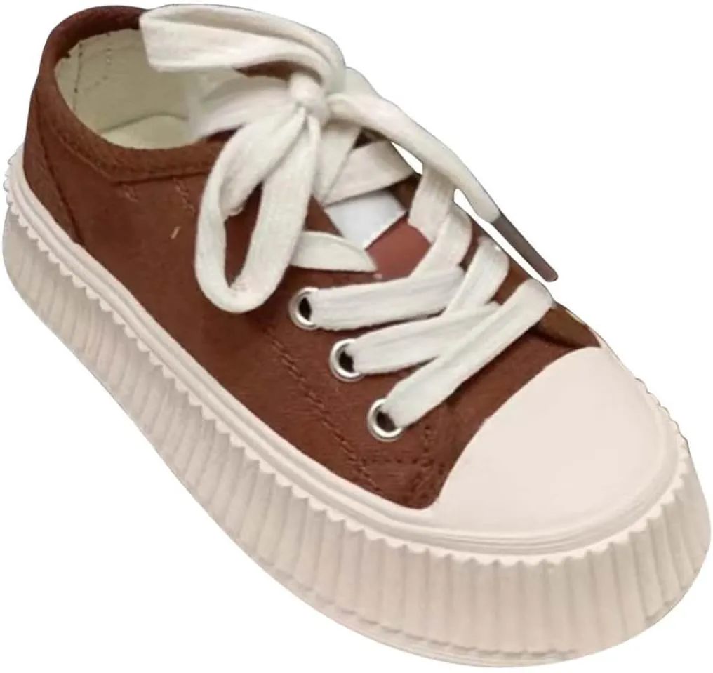 Boys Athletic Shoes Toddler Little Kid Canvas Shoes Boys and Girls Low Top Slip On Platform Sneaker Shoe Walking Causal
