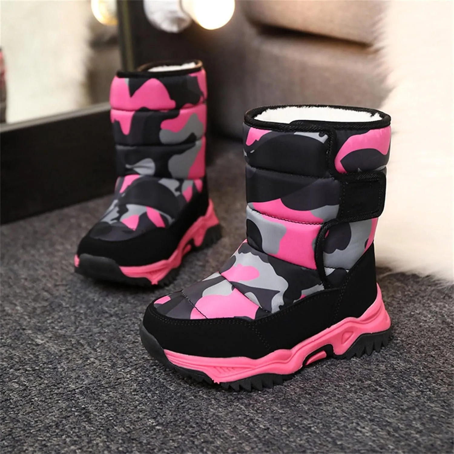 Boys' Cotton Shoes Camouflage And Fleece Thickened Winter Warm Cotton Boots Kid Snow Boots for