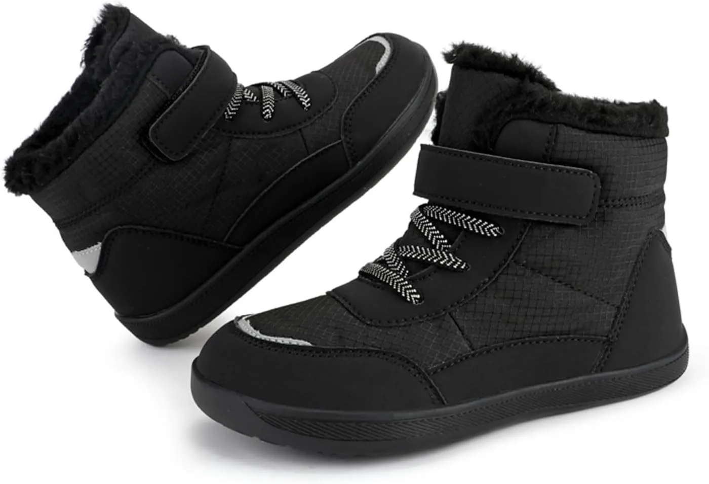 Boys Girls Barefoot Winter Boots With Wide Toe Box Slip Drop Sole Ankle Winter Snow Boots For Boys Youth Casual Boots