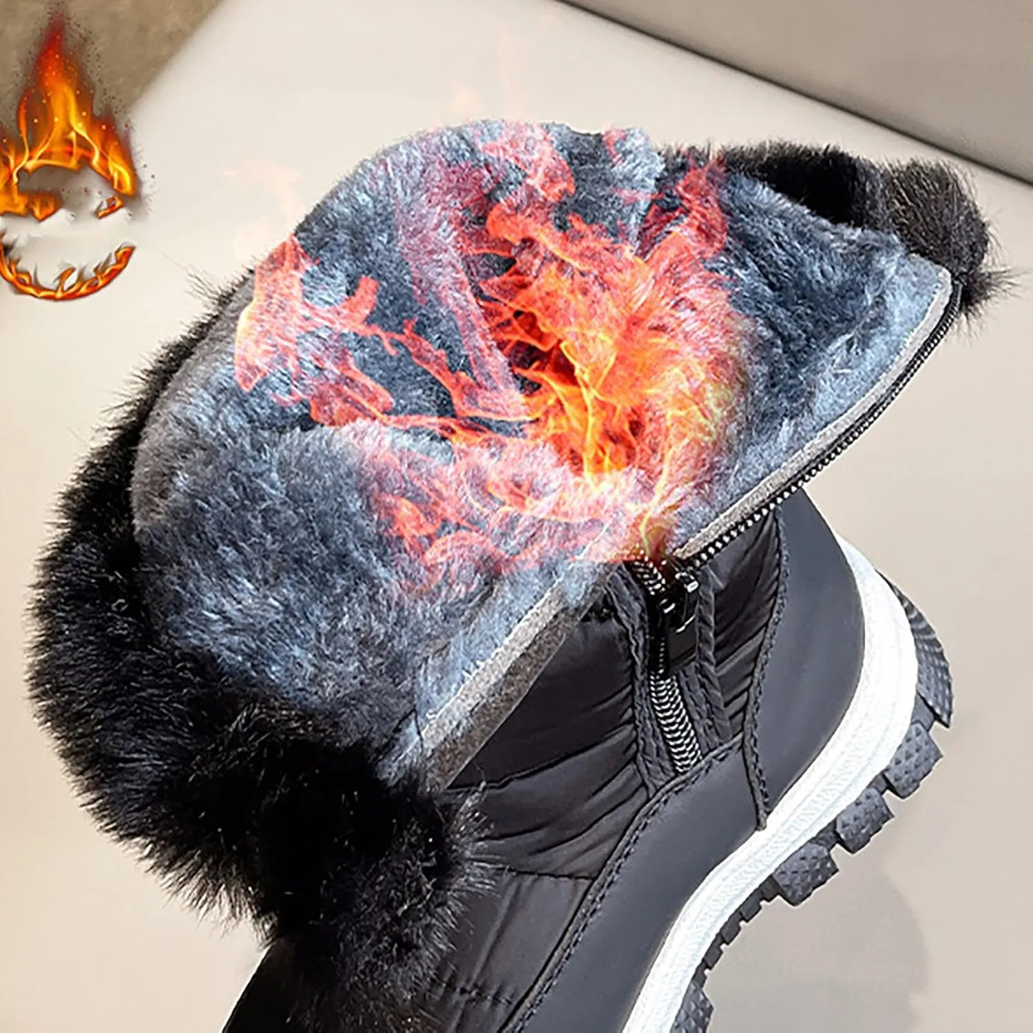 Boys Girls Mid Calf Snow Boots Warm Cozy Anti-Slip Faux Fr ining Insulated Shoes for Little/Big Snow Slide for Kids