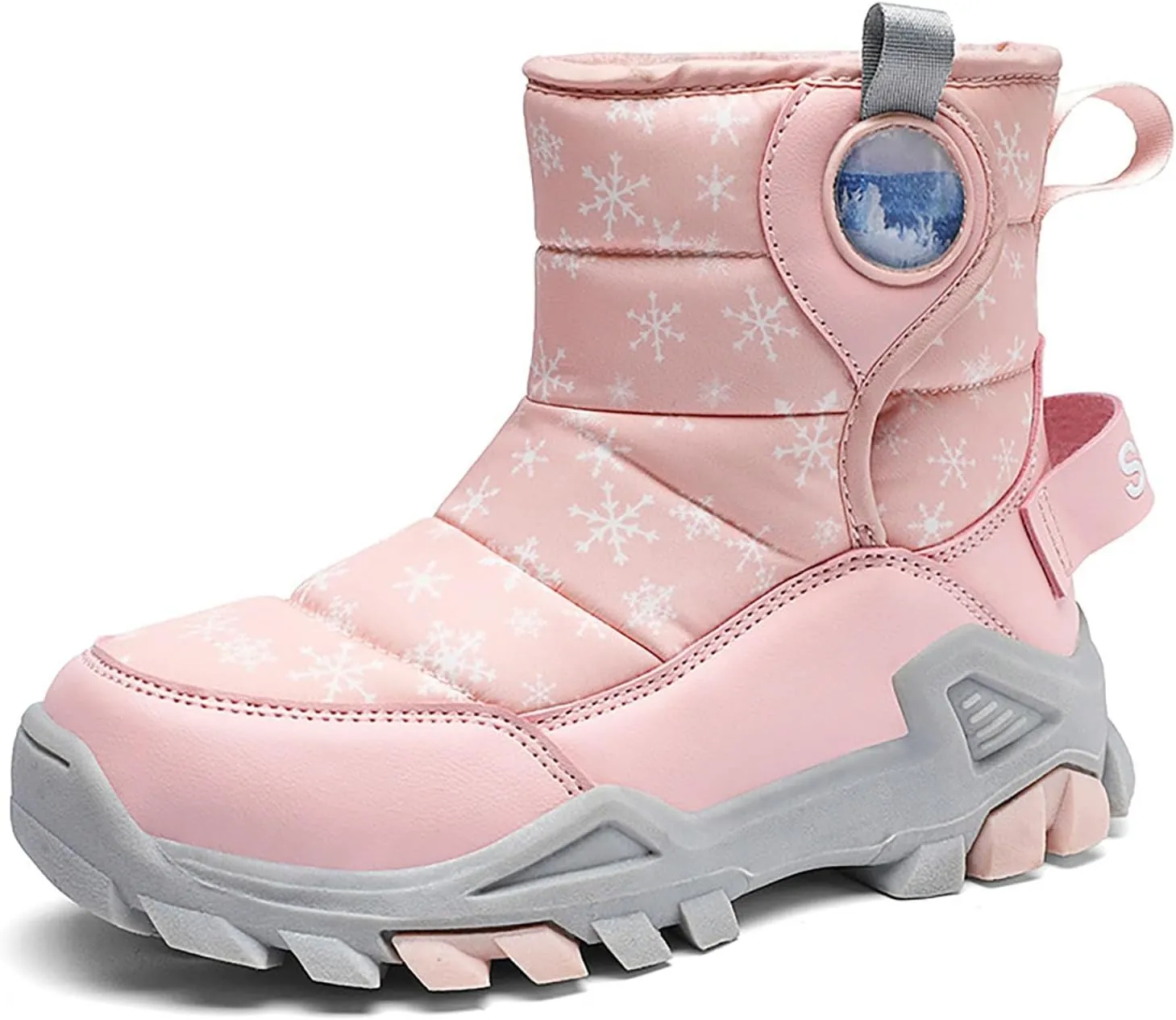 Boys Girls Winter Thick Plush Boots Outdoor Warm High Top Snow Boots Artificial Short Plush Snow Boots Black