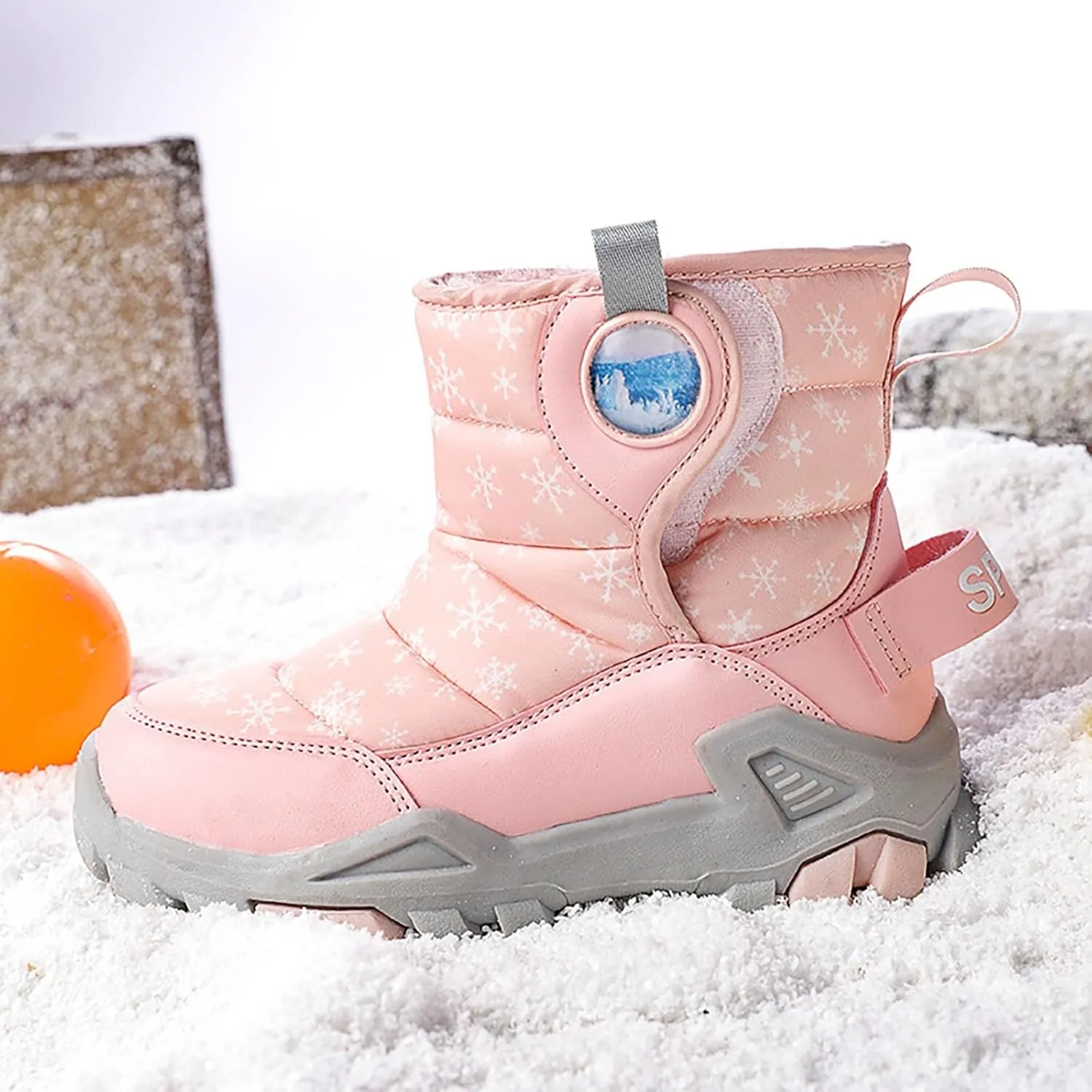 Boys Girls Winter Thick Plush Boots Outdoor Warm High Top Snow Boots Artificial Short Plush Snow Boots Black
