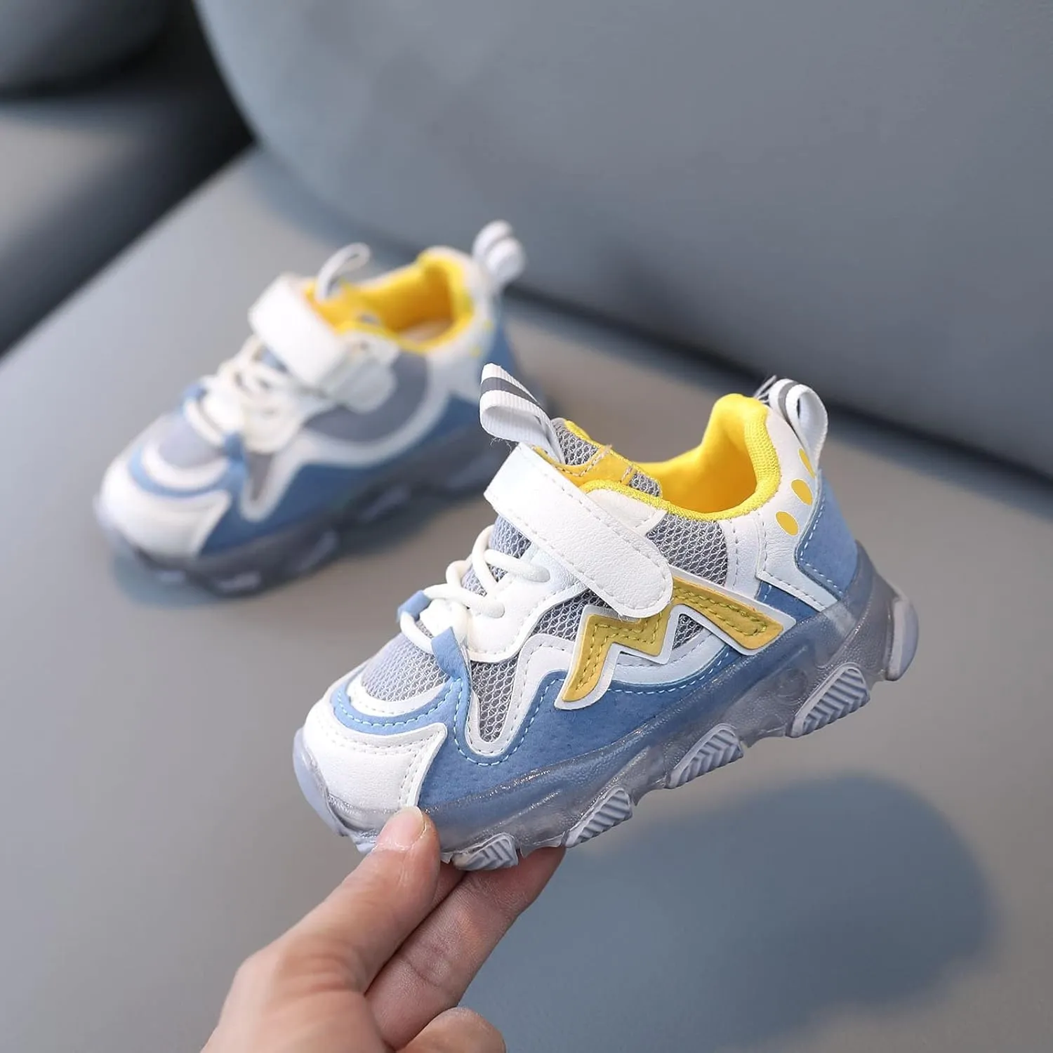 Boys Slip on Shoes Light Up Shoes for Boys Girls Toddler LED Flashing Breathable Sport Walking Running Shoes for Baby