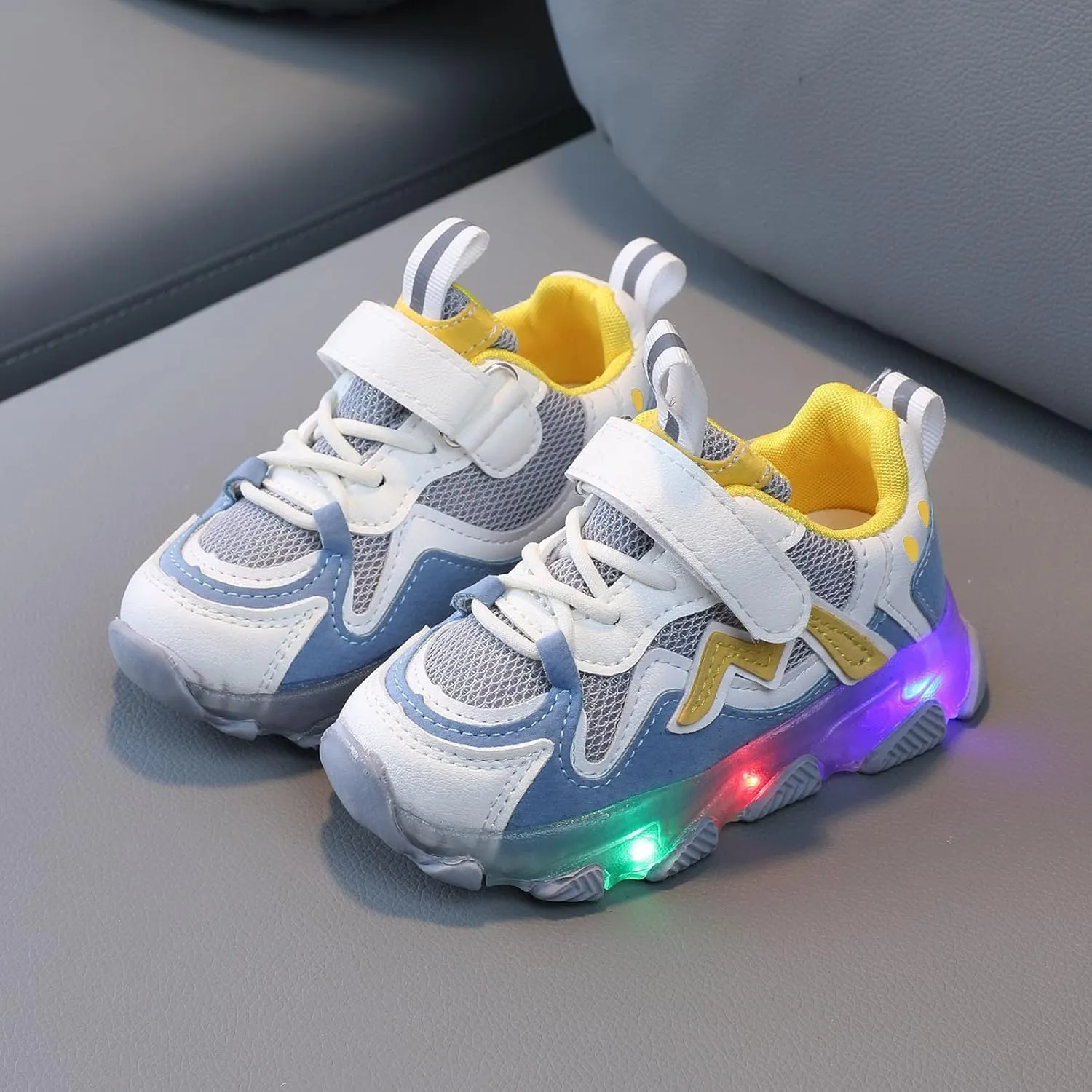 Boys Slip on Shoes Light Up Shoes for Boys Girls Toddler LED Flashing Breathable Sport Walking Running Shoes for Baby