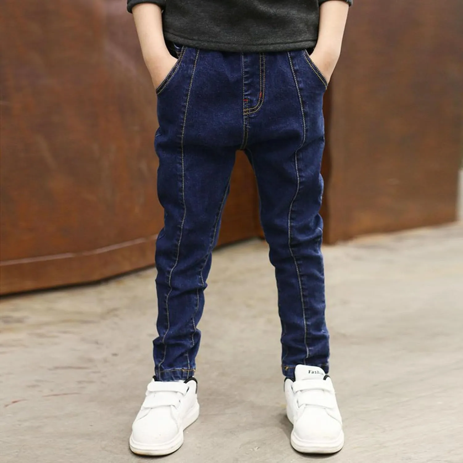 Boys Stretch Jeans Casual Summer 2025 Elastic High Waist Straight Leg Slim Fit Denim Pants with Pockets 4-14 Years