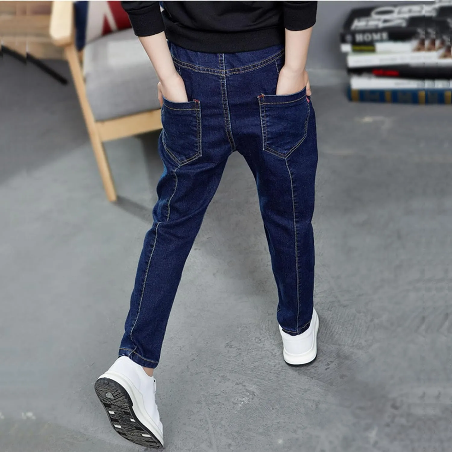 Boys Stretch Jeans Casual Summer 2025 Elastic High Waist Straight Leg Slim Fit Denim Pants with Pockets 4-14 Years