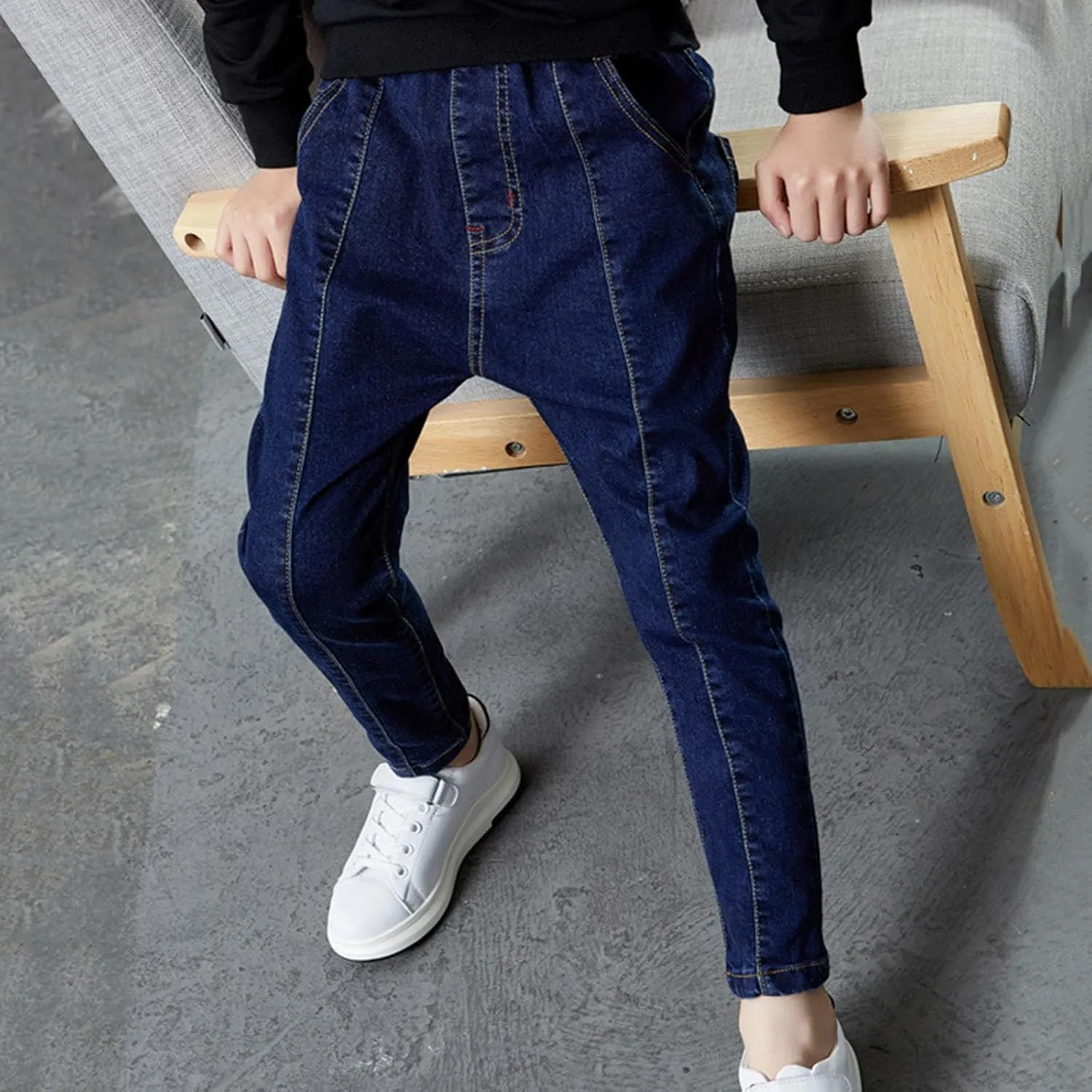 Boys Stretch Jeans Casual Summer 2025 Elastic High Waist Straight Leg Slim Fit Denim Pants with Pockets 4-14 Years