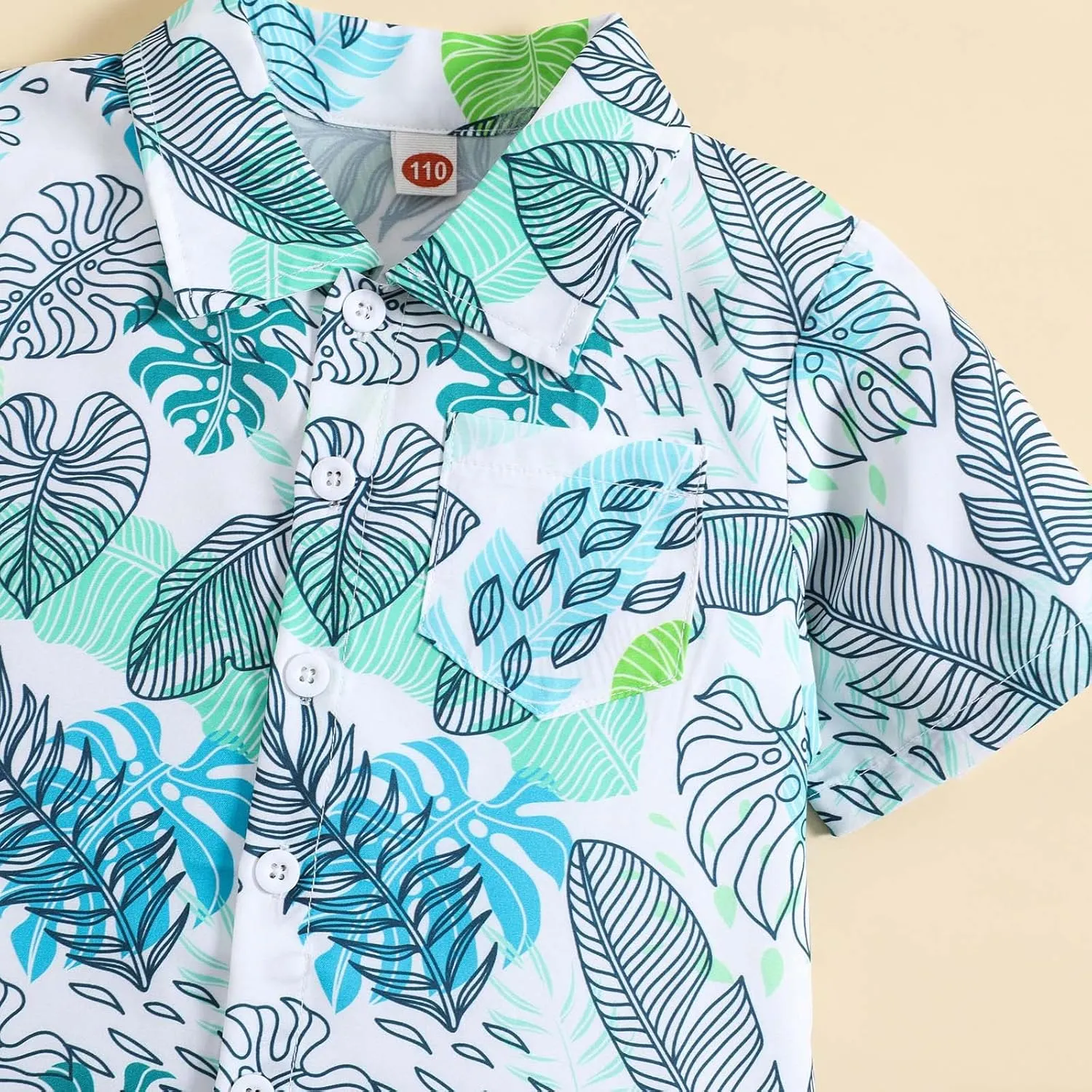Boys Toddler Clothes Leaf Prints Beach Gentleman T Shirt Tops