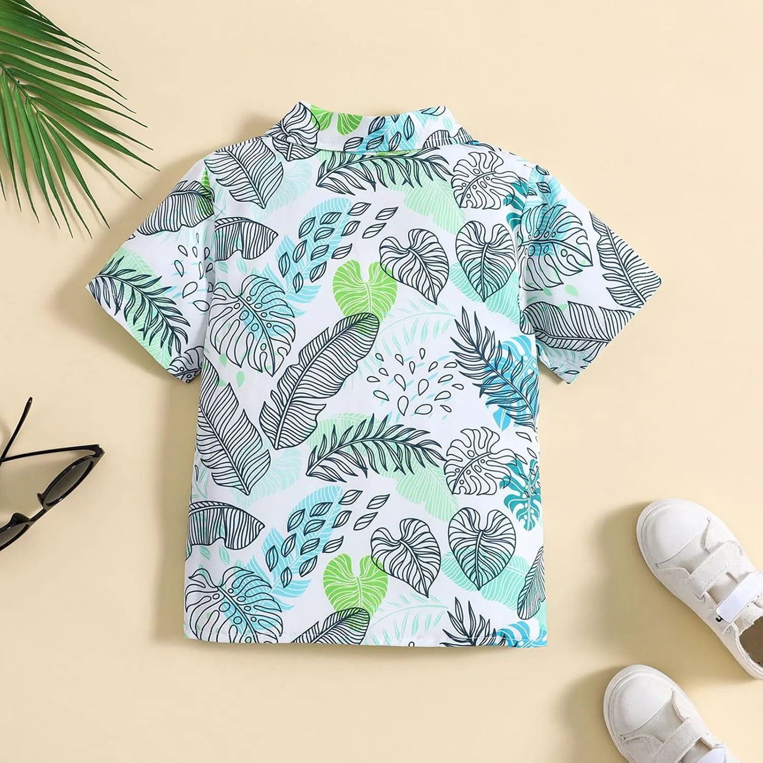 Boys Toddler Clothes Leaf Prints Beach Gentleman T Shirt Tops