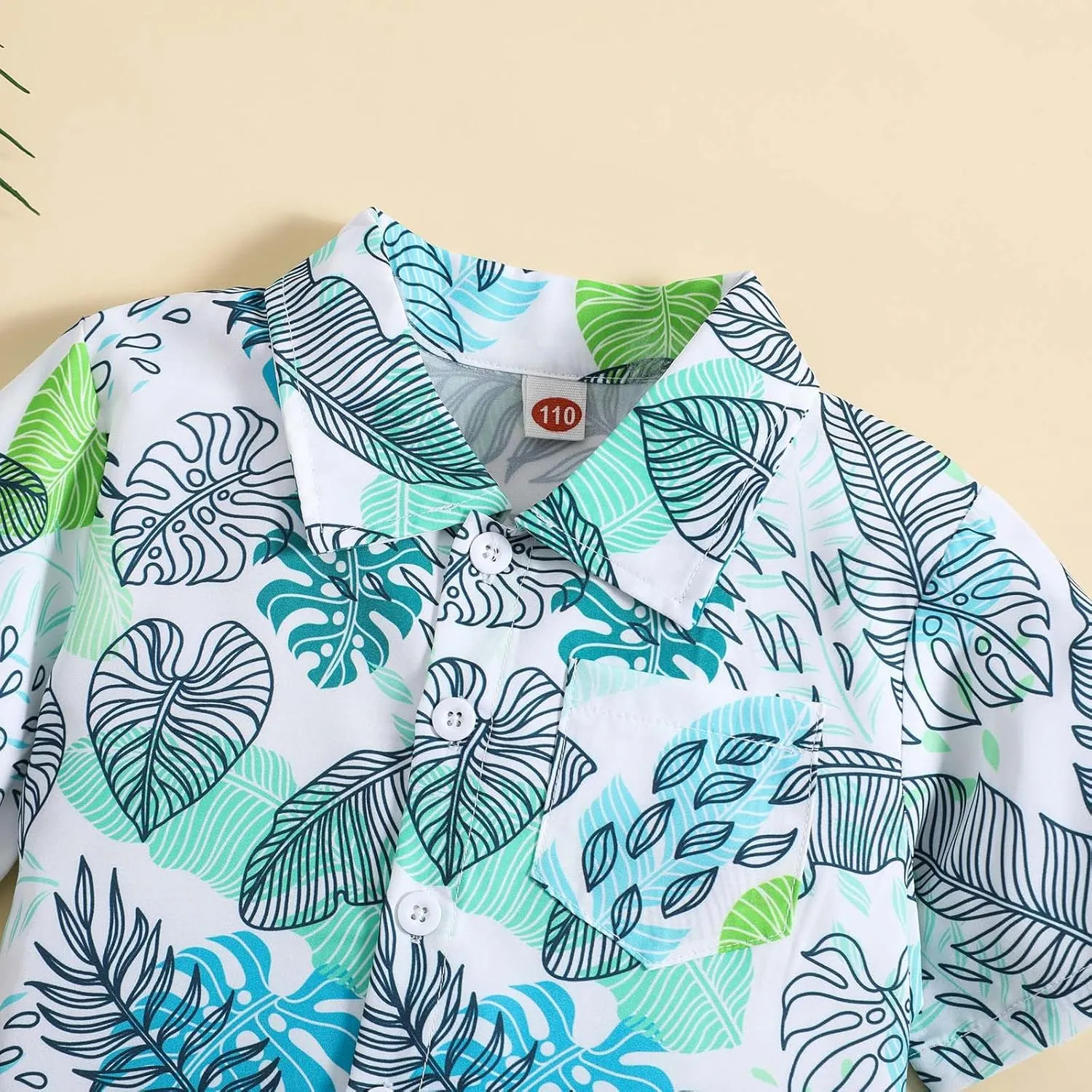 Boys Toddler Clothes Leaf Prints Beach Gentleman T Shirt Tops