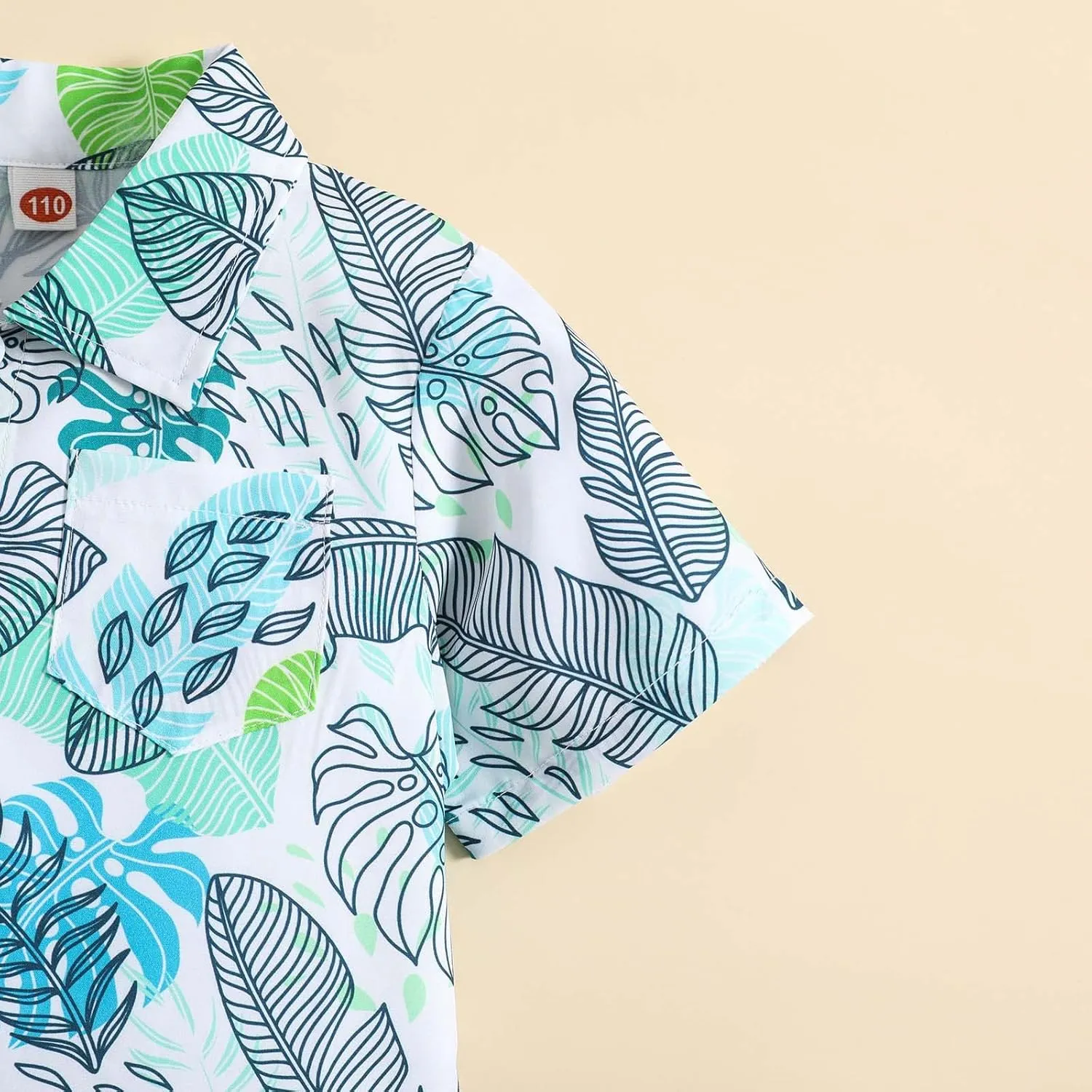 Boys Toddler Clothes Leaf Prints Beach Gentleman T Shirt Tops