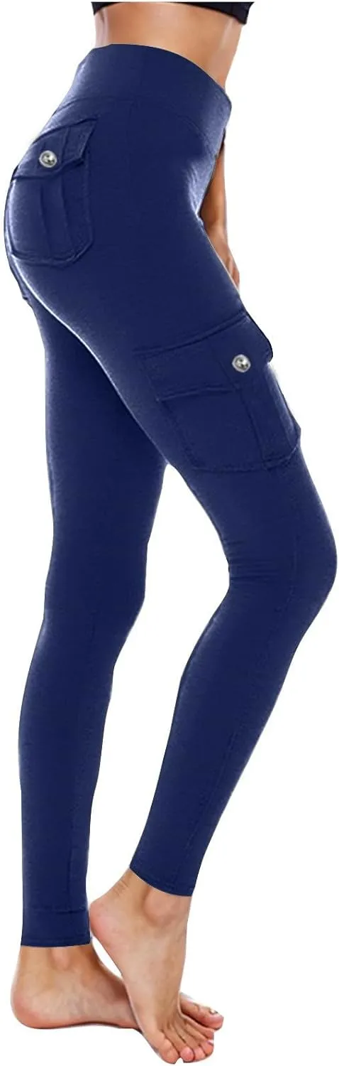 Butt Lifting Leggings with Pockets Workout Cargo Leggings High Waist Yoga Pants Workout Running Tights Leggings