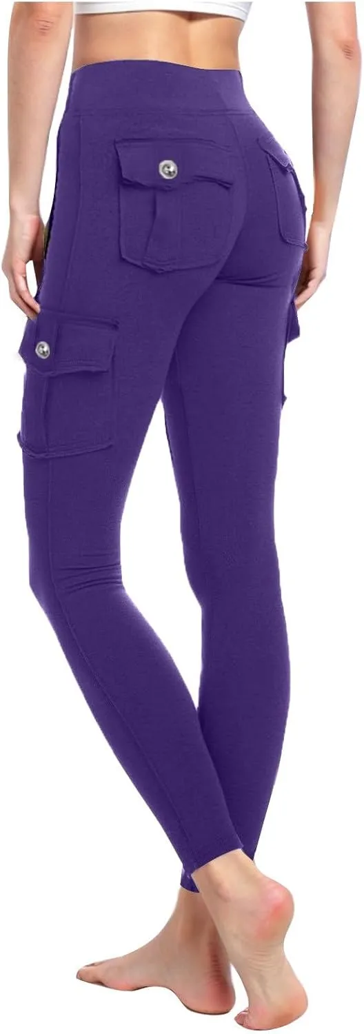 Butt Lifting Leggings with Pockets Workout Cargo Leggings High Waist Yoga Pants Workout Running Tights Leggings