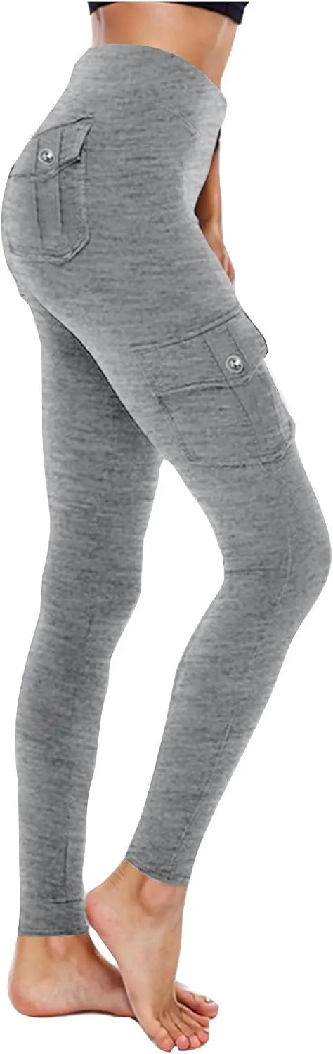 Butt Lifting Leggings with Pockets Workout Cargo Leggings High Waist Yoga Pants Workout Running Tights Leggings