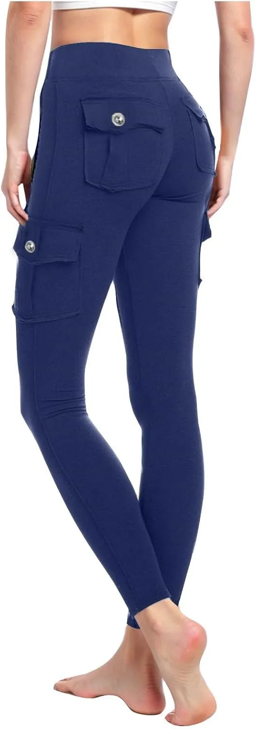 Butt Lifting Leggings with Pockets Workout Cargo Leggings High Waist Yoga Pants Workout Running Tights Leggings