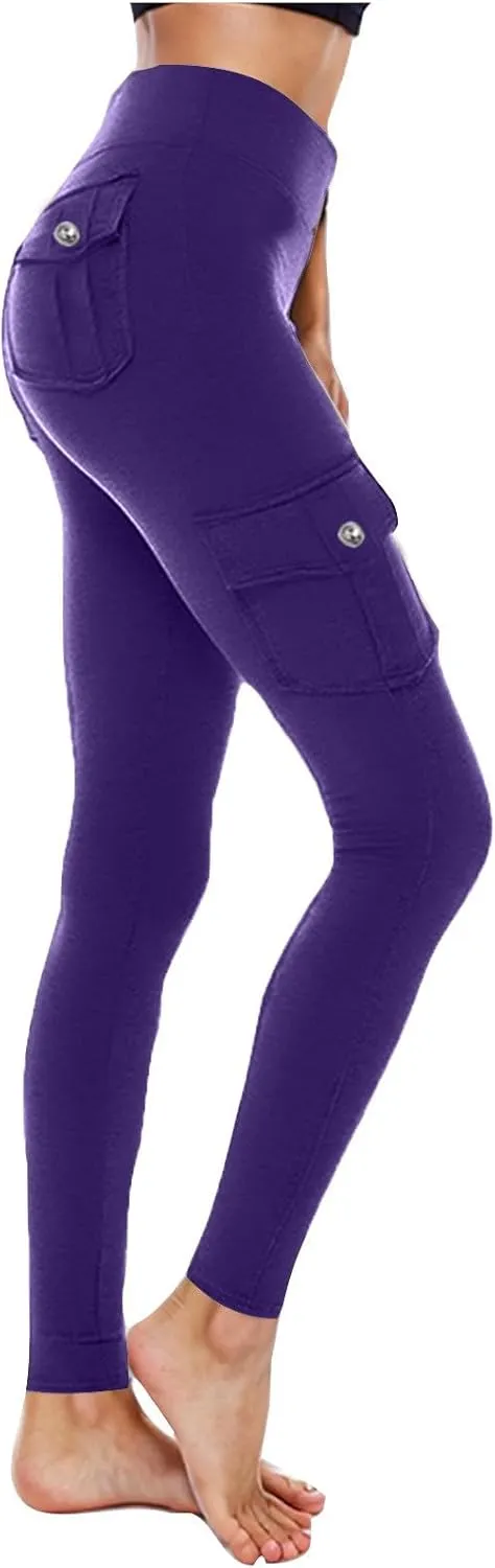 Butt Lifting Leggings with Pockets Workout Cargo Leggings High Waist Yoga Pants Workout Running Tights Leggings