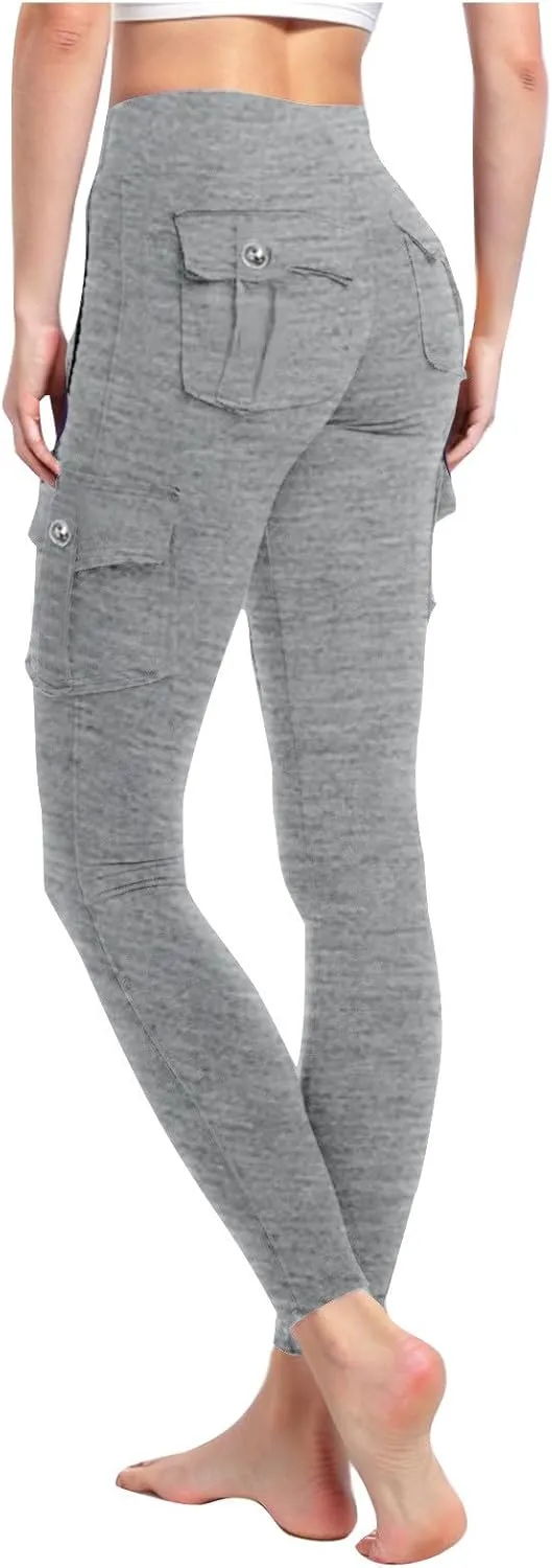 Butt Lifting Leggings with Pockets Workout Cargo Leggings High Waist Yoga Pants Workout Running Tights Leggings