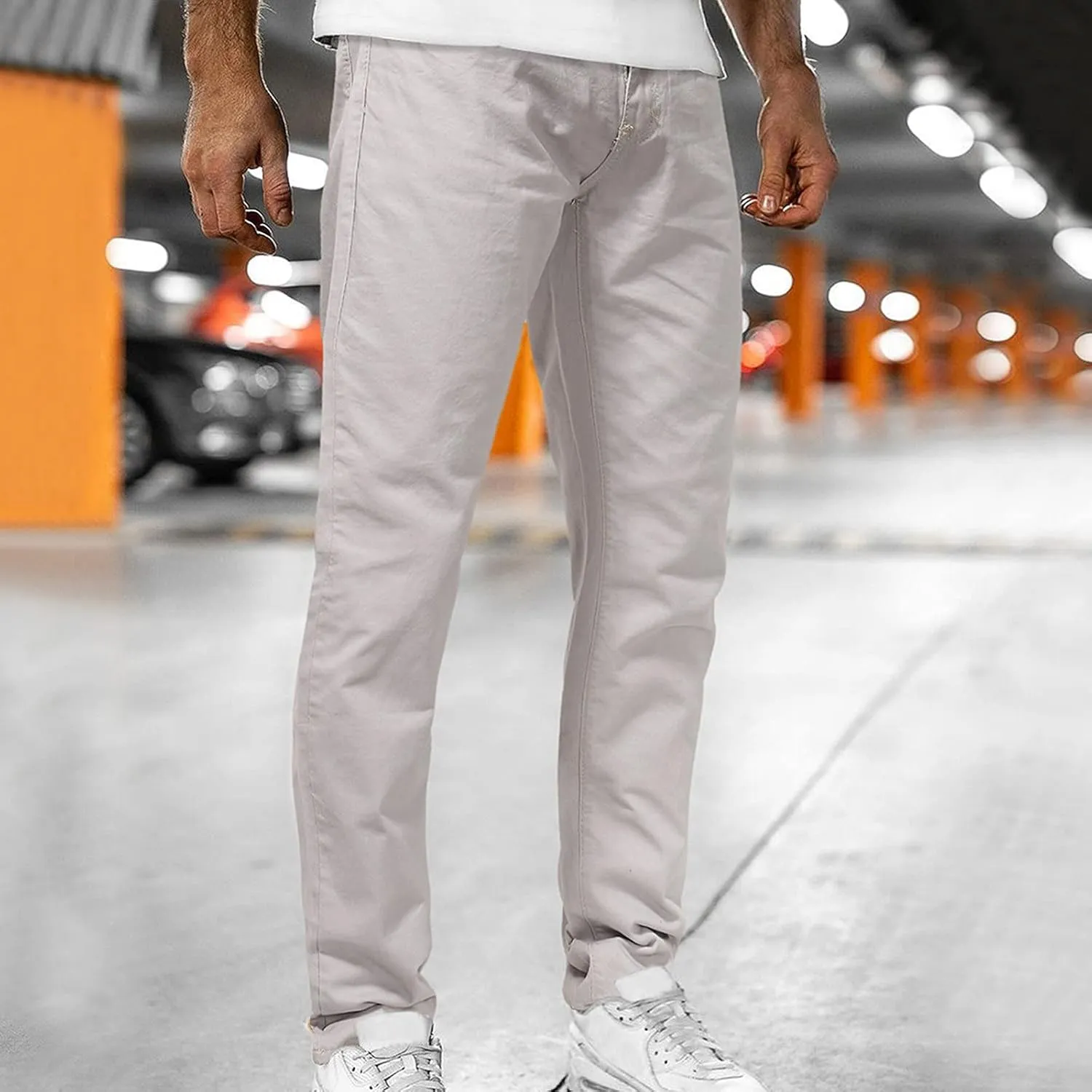 Button Men's Mid-waist Jeans With Pocket Jeans Casual Men's Zip Men's pants Key Relaxed Fit Jeans for Men