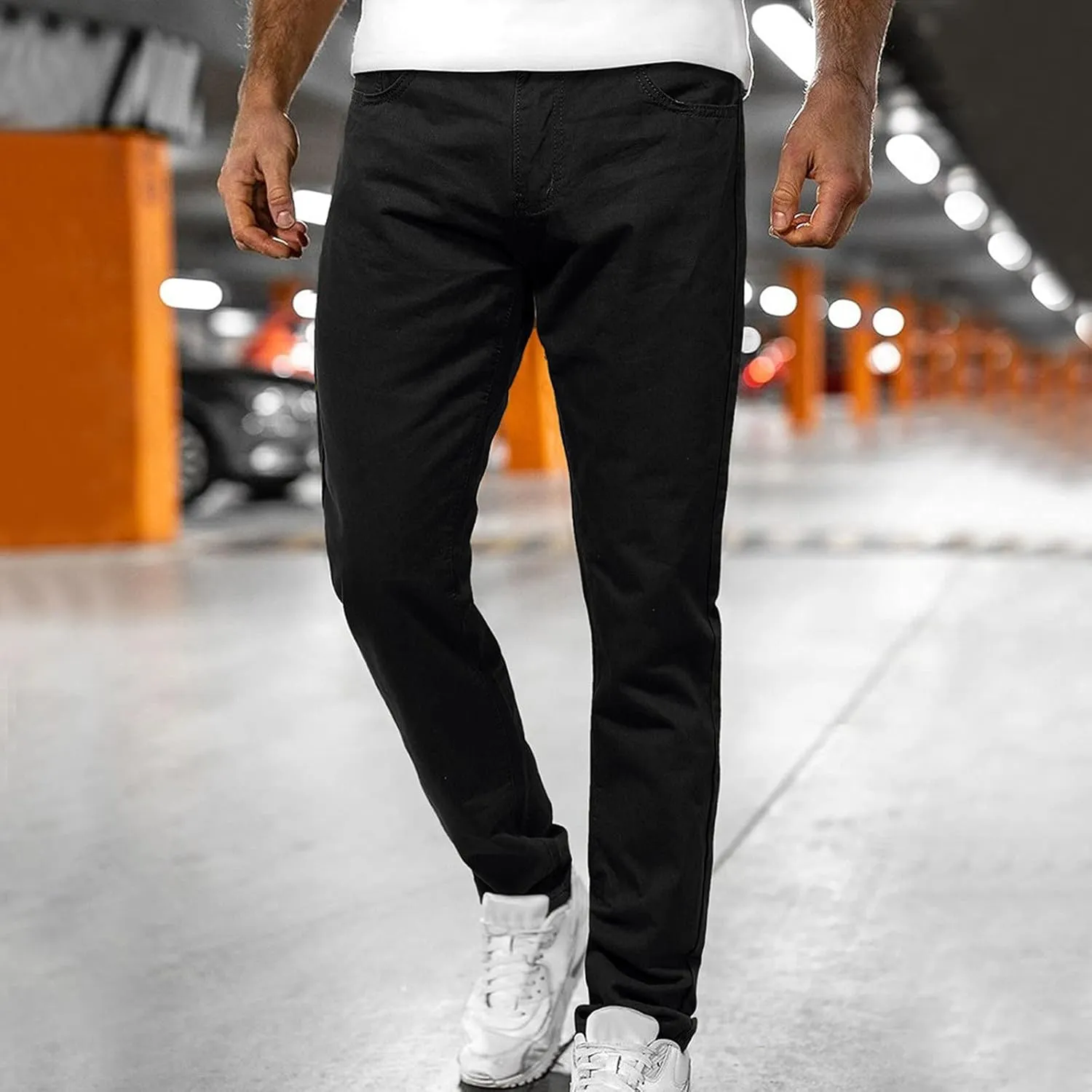 Button Men's Mid-waist Jeans With Pocket Jeans Casual Men's Zip Men's pants Key Relaxed Fit Jeans for Men
