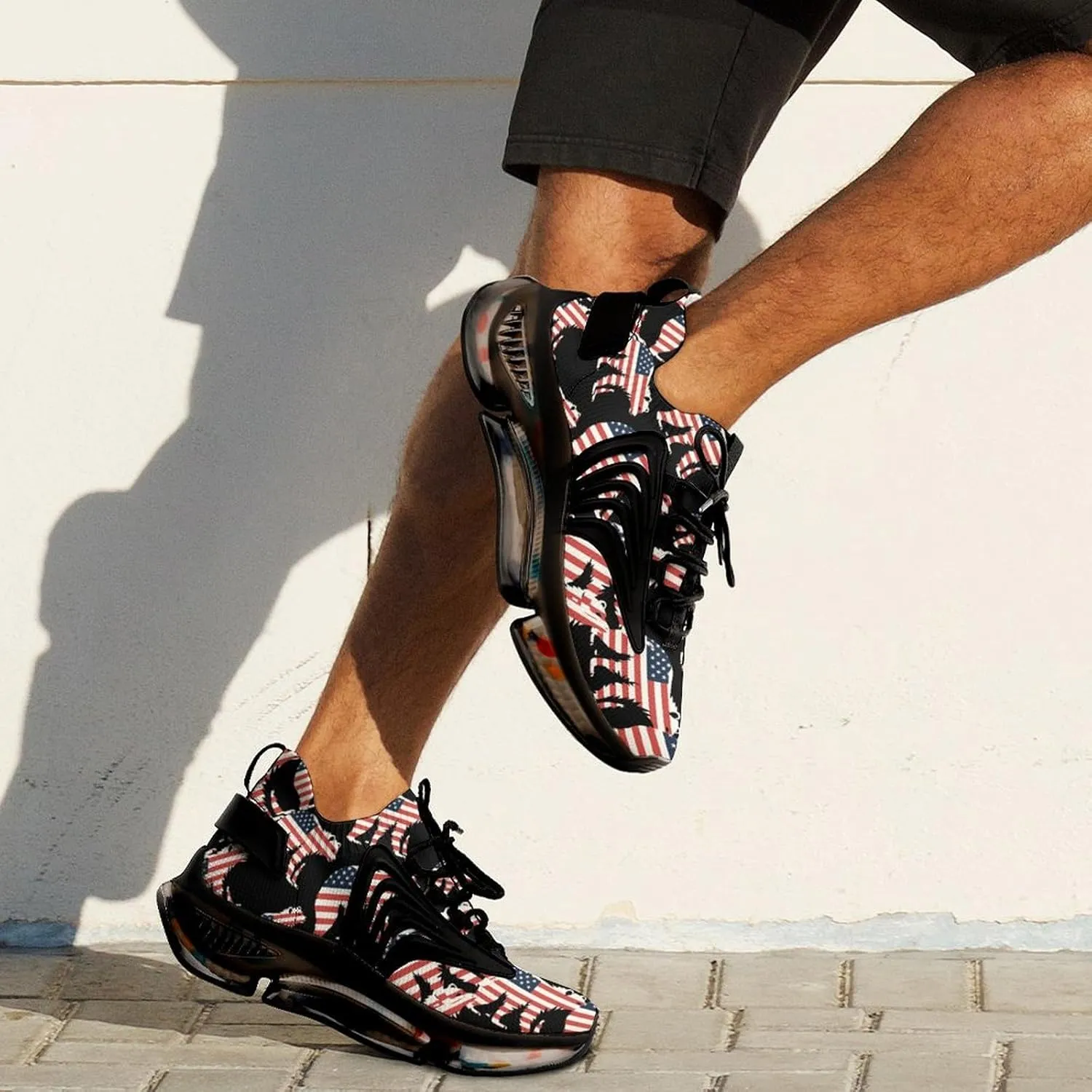 California Republic Bear American Flag Mens Sneakers Running Shoes Lightweight Athletic Shoes for Jogging Walking Gym