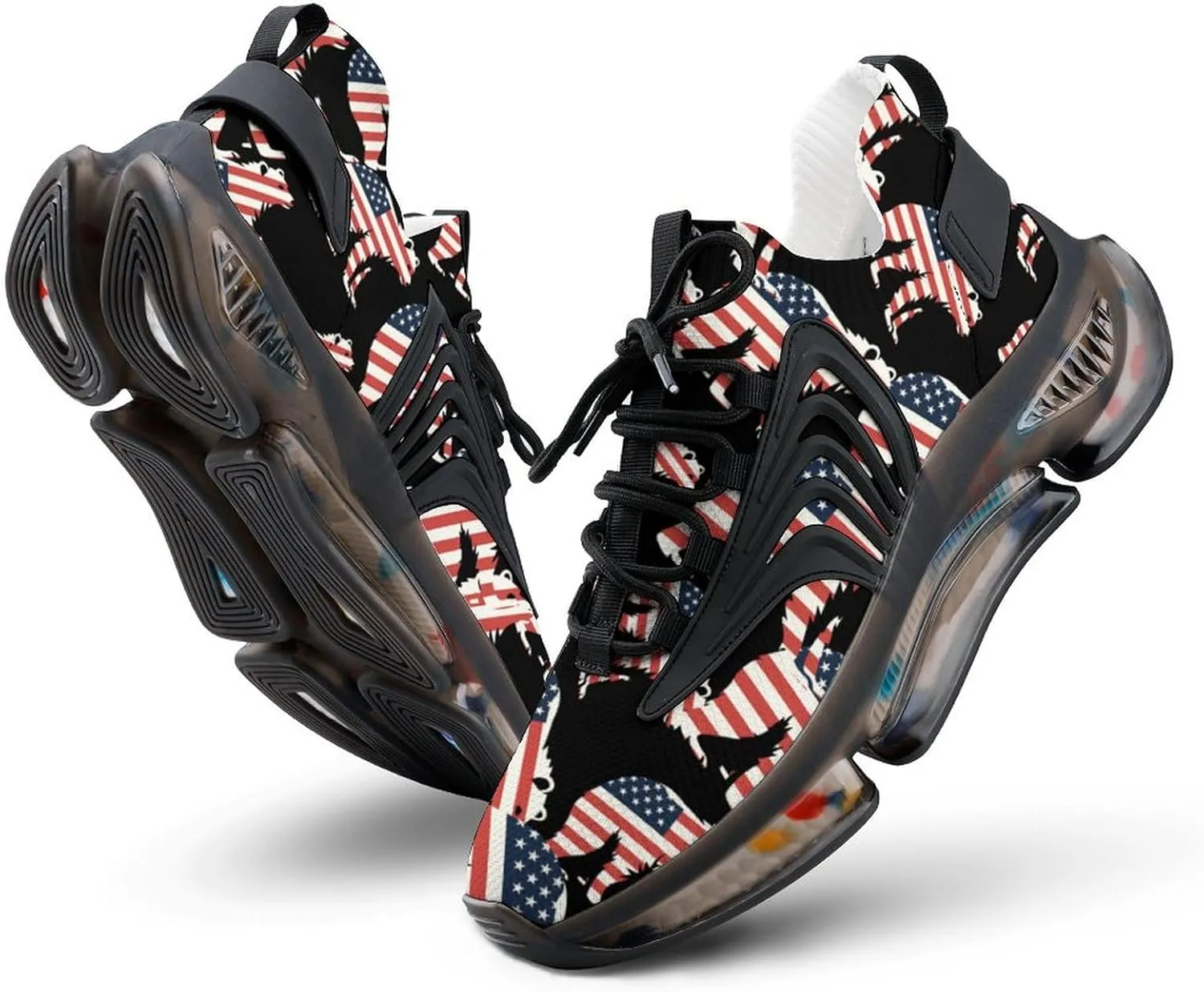 California Republic Bear American Flag Mens Sneakers Running Shoes Lightweight Athletic Shoes for Jogging Walking Gym