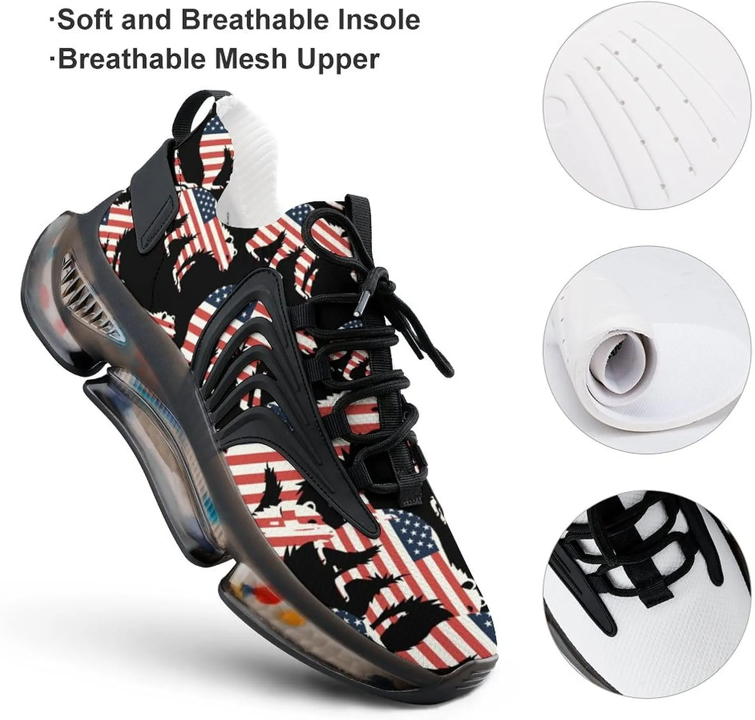 California Republic Bear American Flag Mens Sneakers Running Shoes Lightweight Athletic Shoes for Jogging Walking Gym