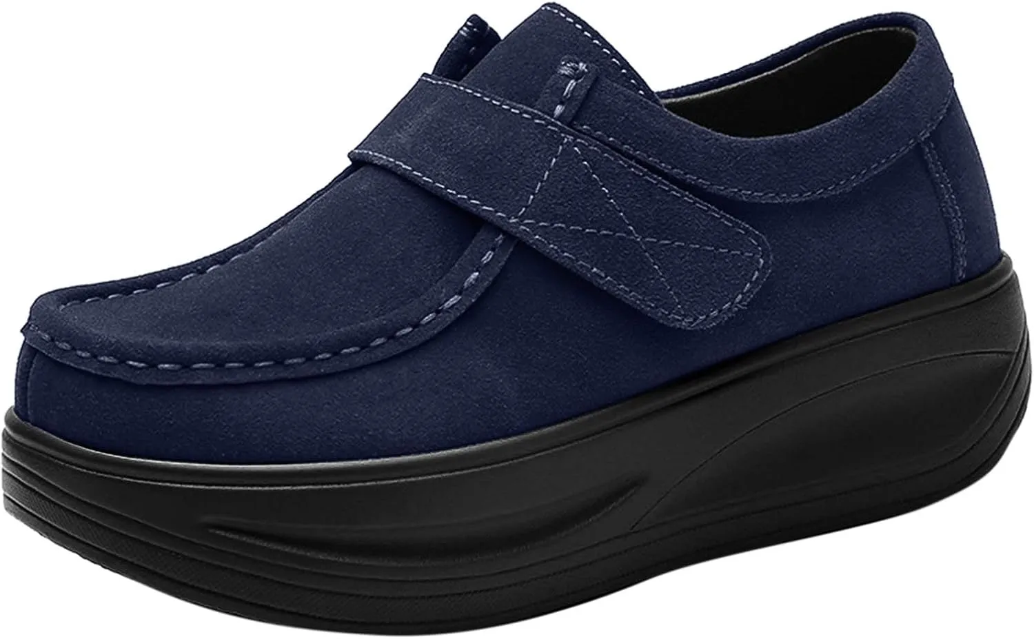 Casual Thick Bottom Shoes for Women Fashion Hook and Loop Shoes Stretch Cushion Shoes Arch Support Walking Shoes