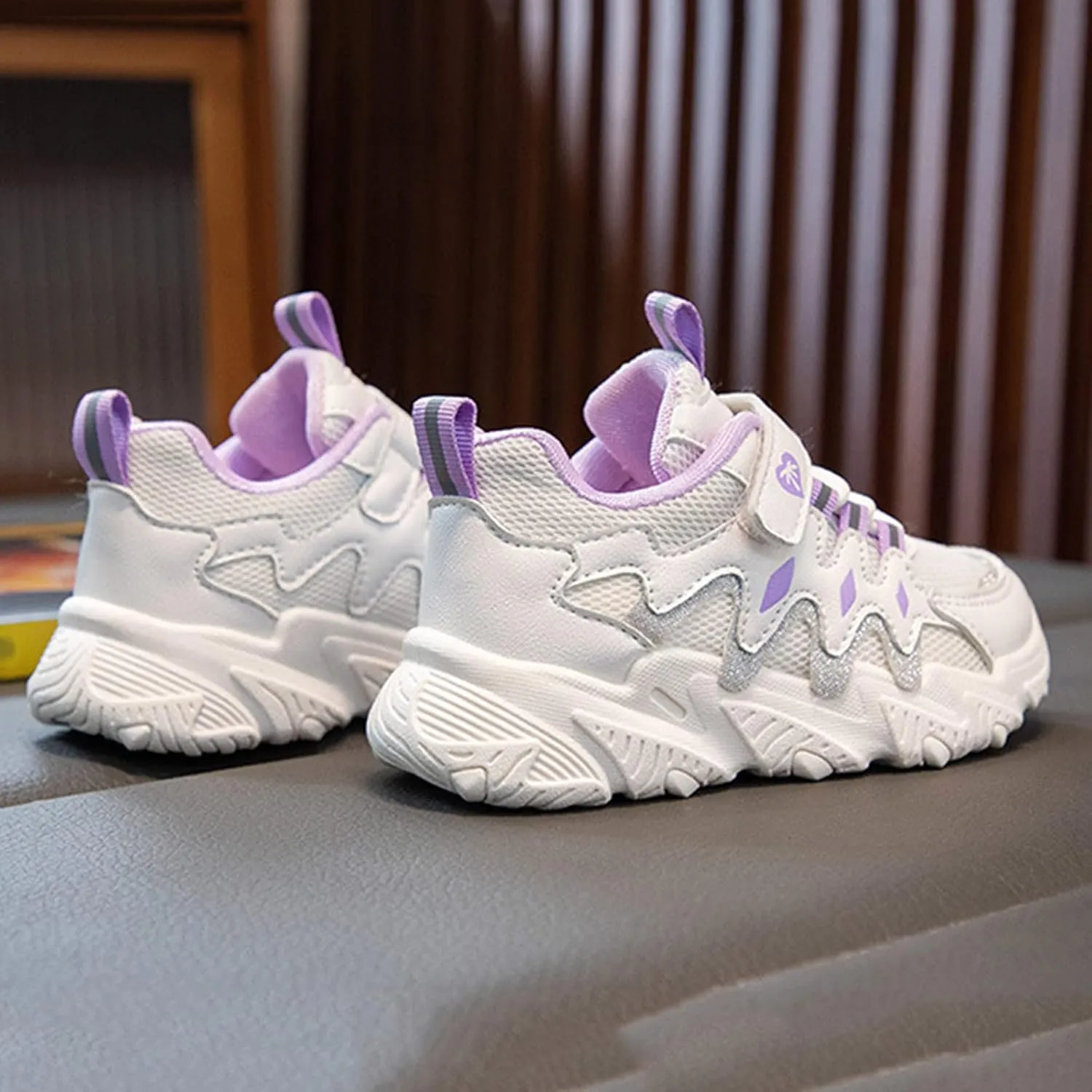 Cathalem Sneakes for Girls Thick Soles Lace Up Athletic Shoes Kids Non Slip Sneakers Flat Lightweight Mesh Breathable Shoes