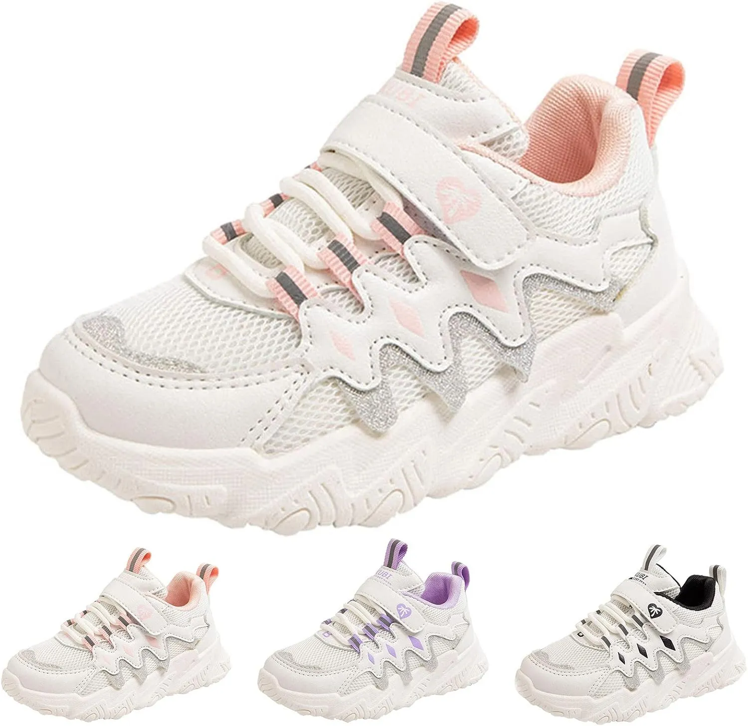 Cathalem Sneakes for Girls Thick Soles Lace Up Athletic Shoes Kids Non Slip Sneakers Flat Lightweight Mesh Breathable Shoes