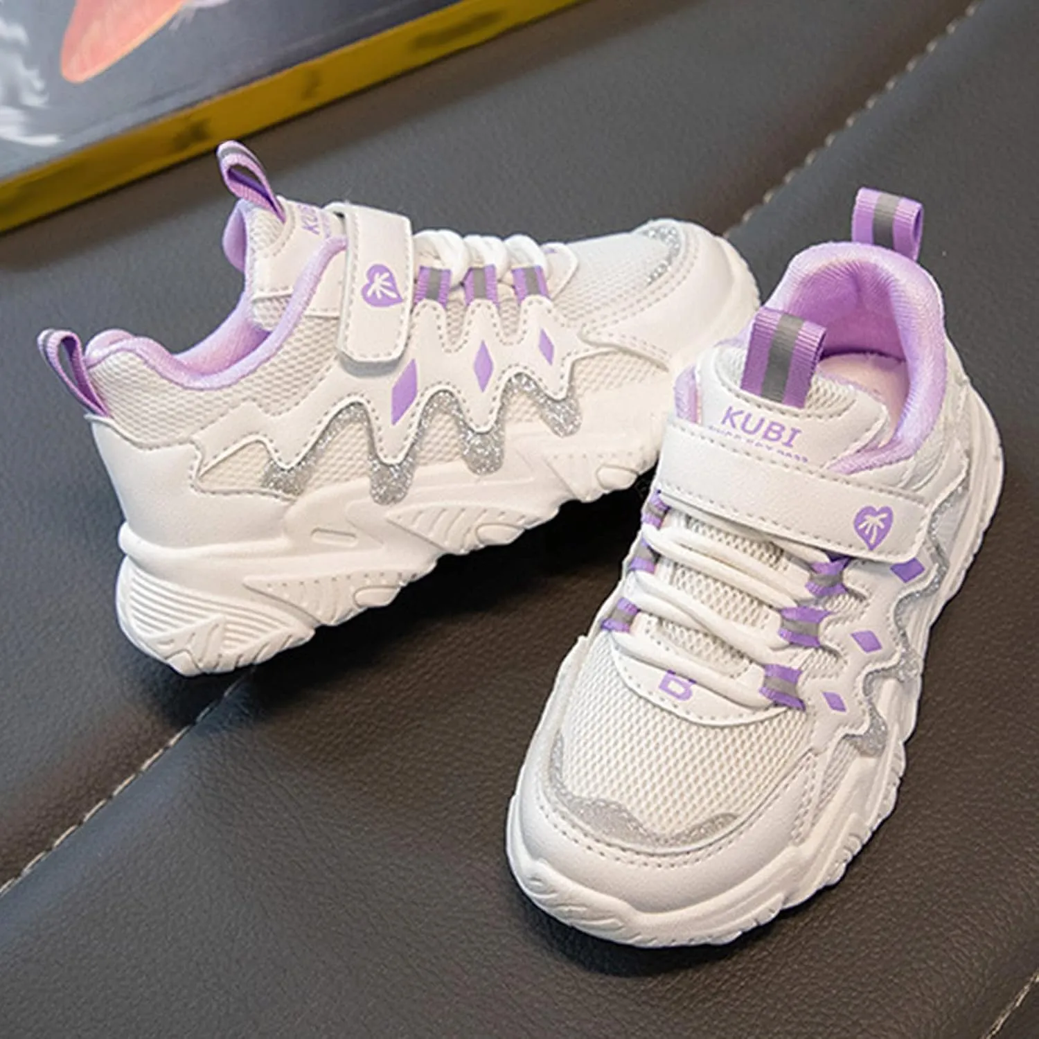 Cathalem Sneakes for Girls Thick Soles Lace Up Athletic Shoes Kids Non Slip Sneakers Flat Lightweight Mesh Breathable Shoes